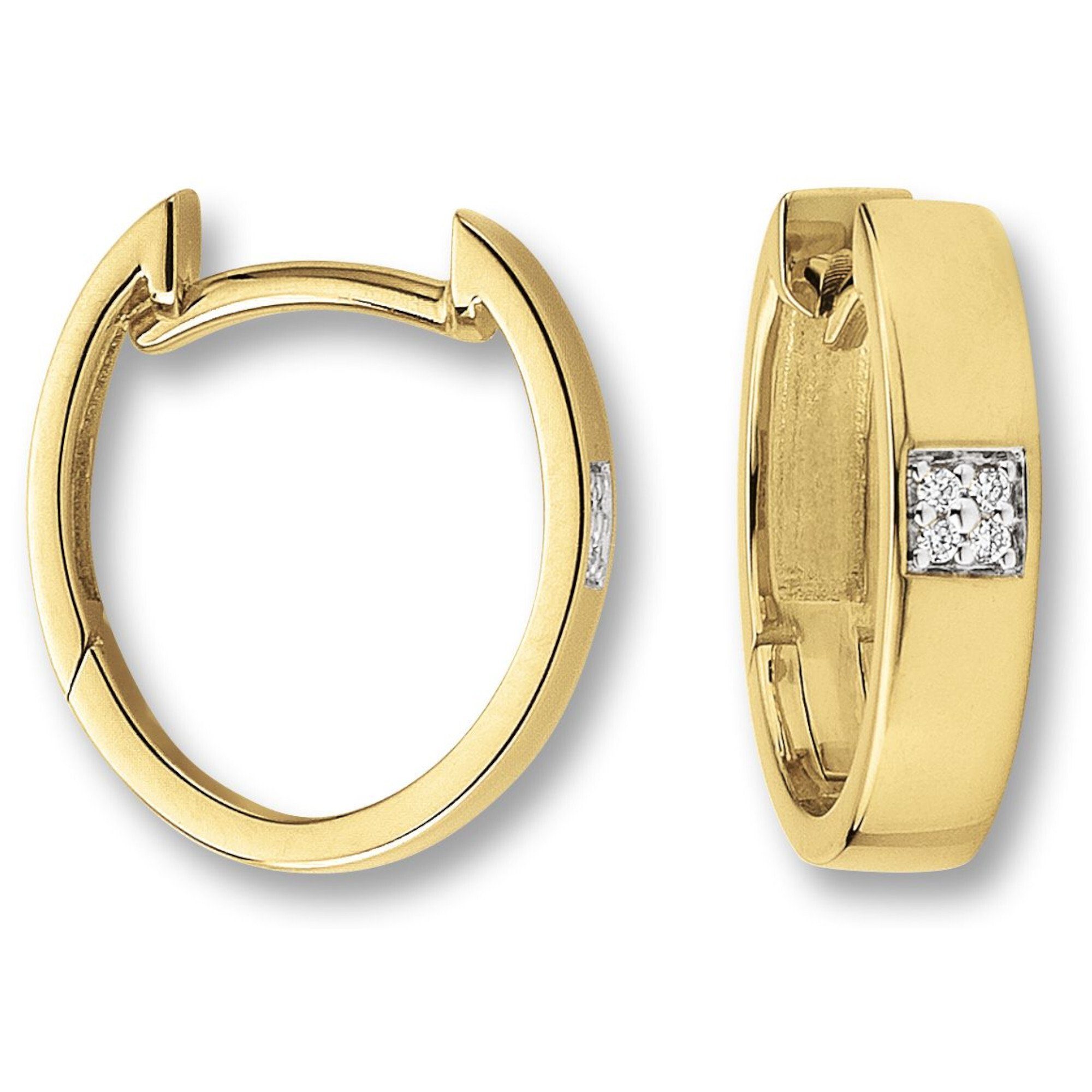 ONE ELEMENT Paar Creolen 0.03 ct Diamant Brillant Ohrringe Creolen aus 585 Gelbgold, Damen Gold Schmuck