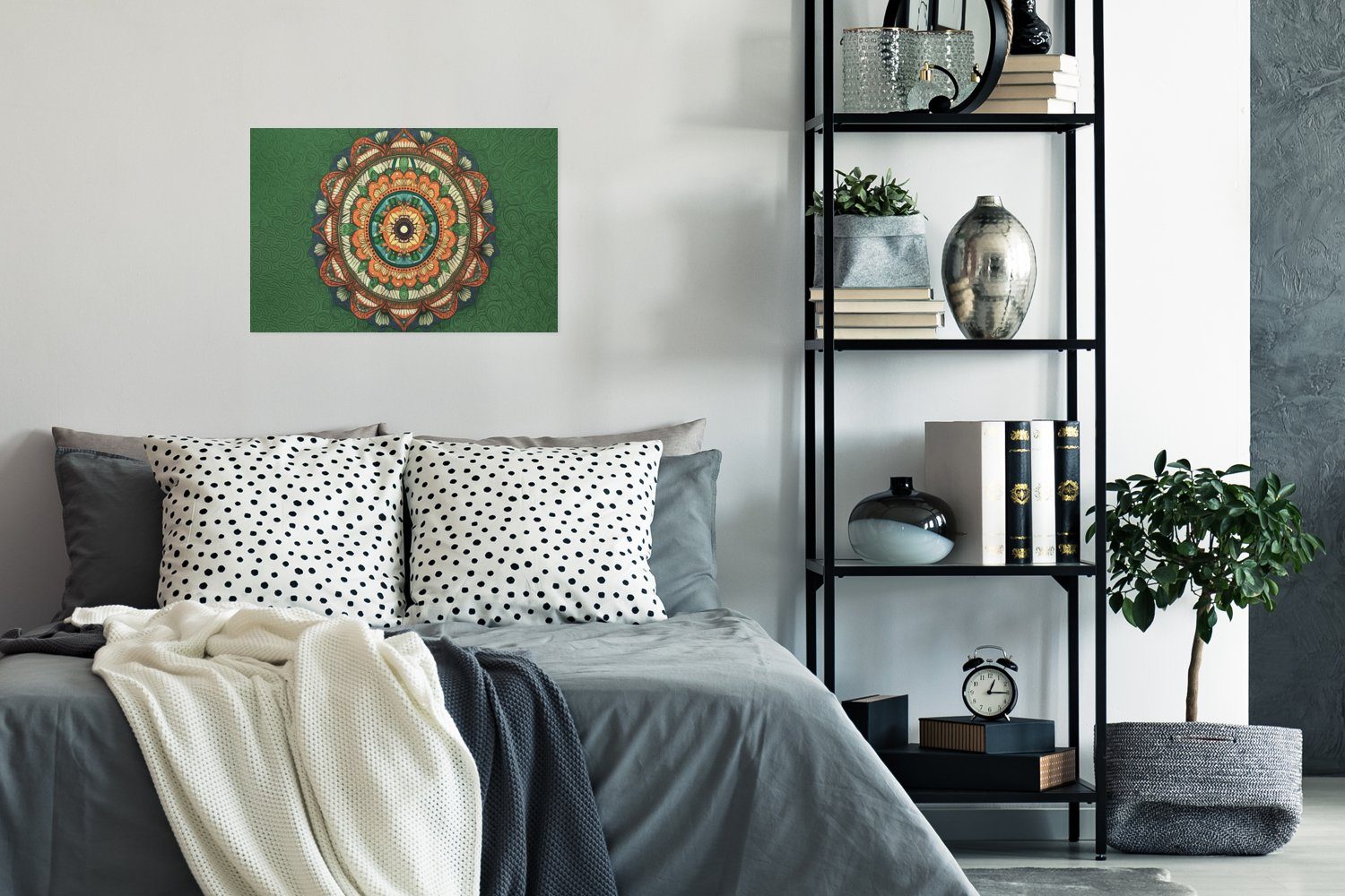 für Wandposter Poster Mandala Wohnzimmer, Hippie - - Poster, St), Wandbild, Blumen MuchoWow (1 Orange, Ohne - Rahmen