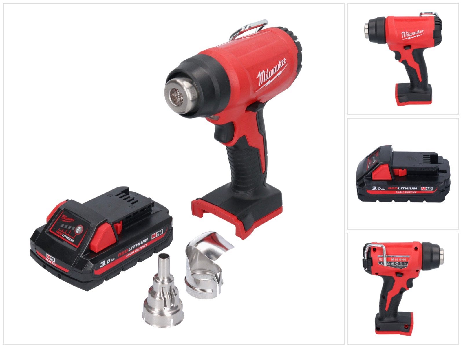 Milwaukee Akku-Heißluftgebläse M18 BHG-301 18 V 470 °C + 1x Akku 3,0 Ah - ohne Ladegerät