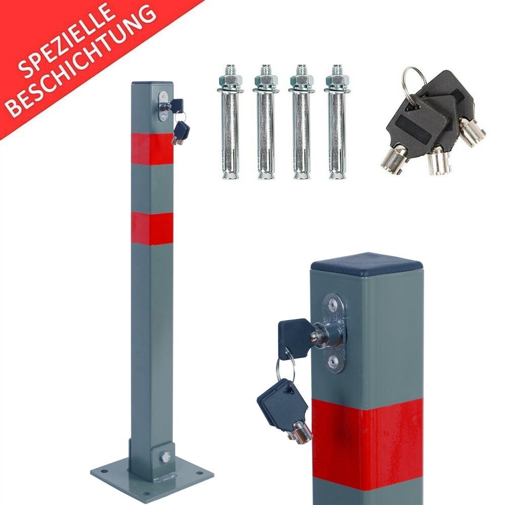 Feel2Home Absperrpfosten Parkpfosten klappbar Parkplatzsperre 65cm Absperrpfosten Poller (Stück, 1-tlg., inkl. Schlüssel, Parkplatzbügel, Bodenanker), Outdoor Pulverbeschichtung, garantierte Farben auch nach 3-5 Jahren!