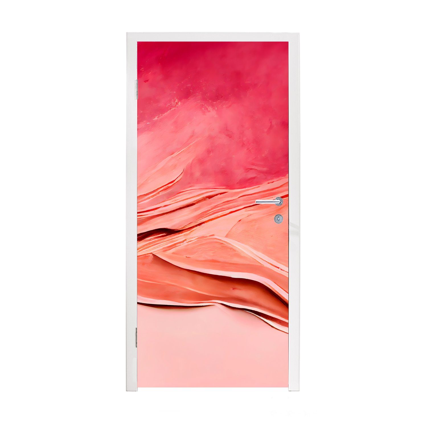 MuchoWow Türtapete Abstrakt - Rosa - Pastell - Formen, Matt, bedruckt, (1 St), Fototapete für Tür, Türaufkleber, 75x205 cm