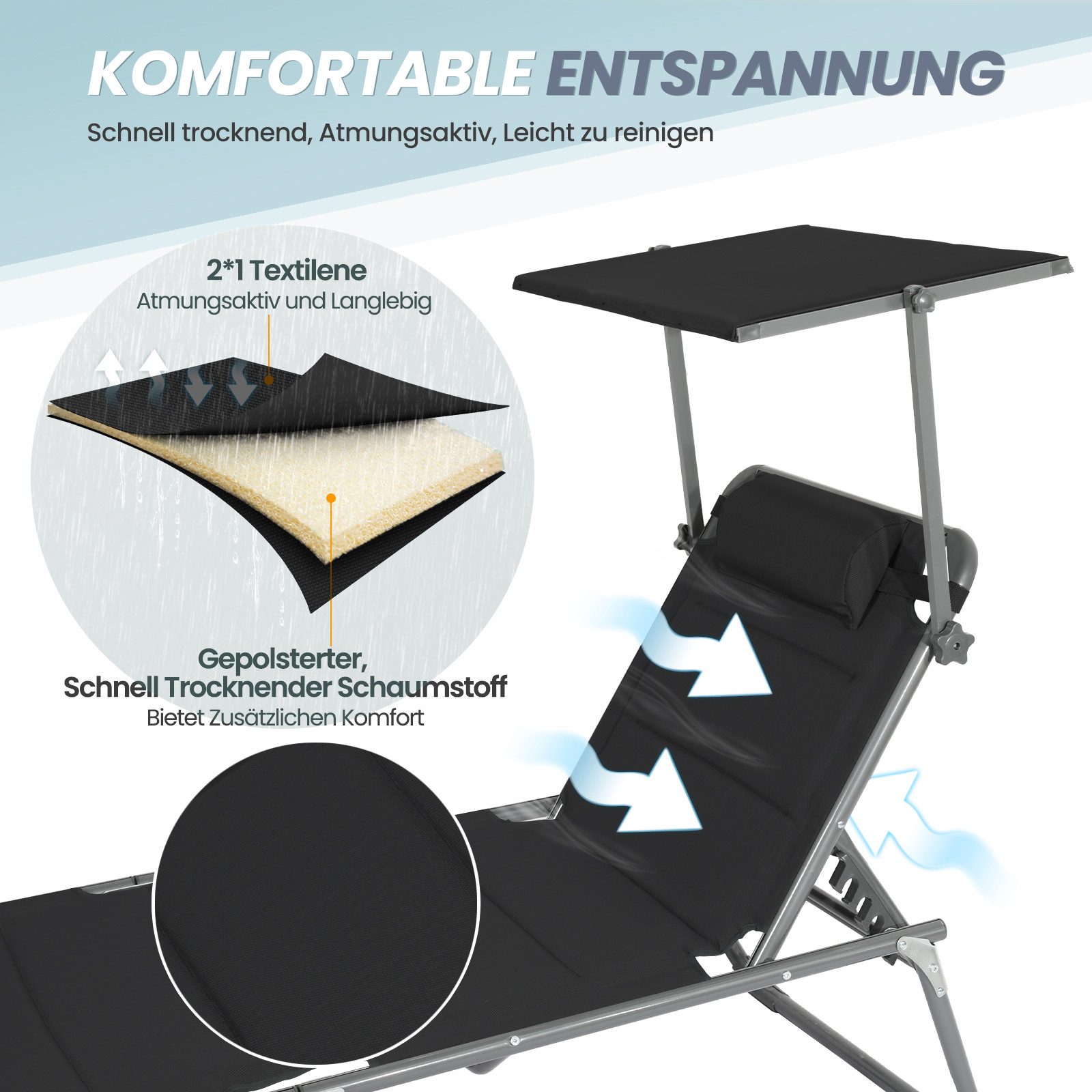 HOMECALL Gartenliege Sonnenliege AluLiege Liegestuhl Strandliege günstig online kaufen