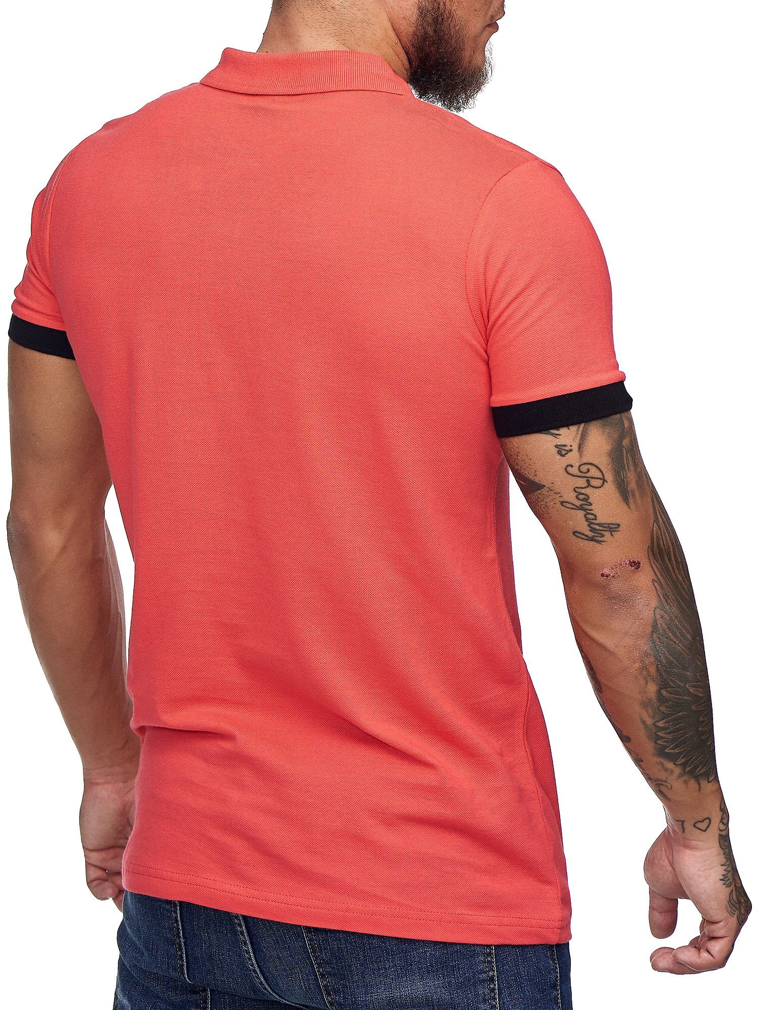 Code47 T-Shirt Kurzarm Herren Poloshirt Einfarbig Fuchsia Basic (1-tlg) Slim Code47 Fit Polohemd