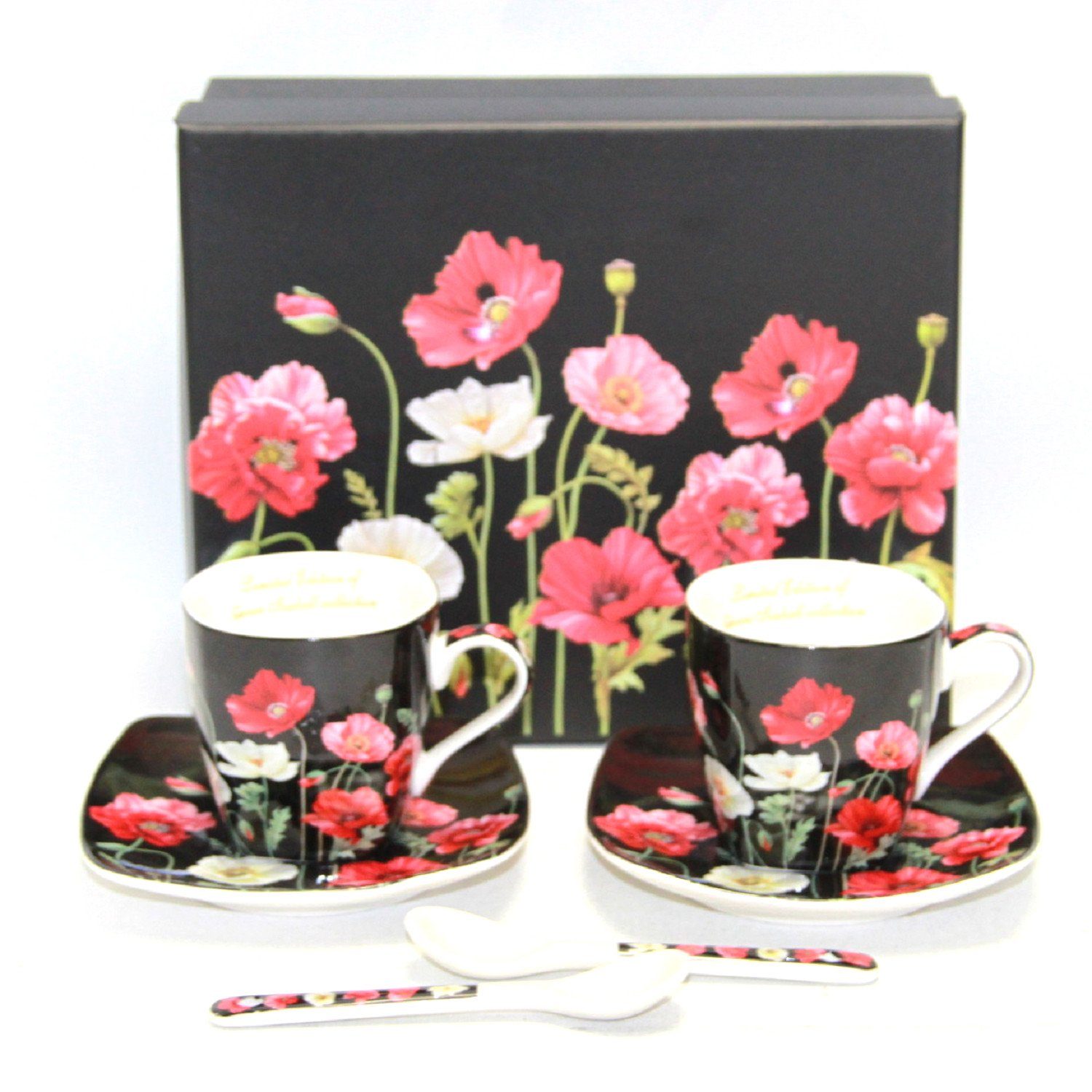 Queen Isabell Espressotasse, Espressotassen Porzellanset Mohnblumenmuster