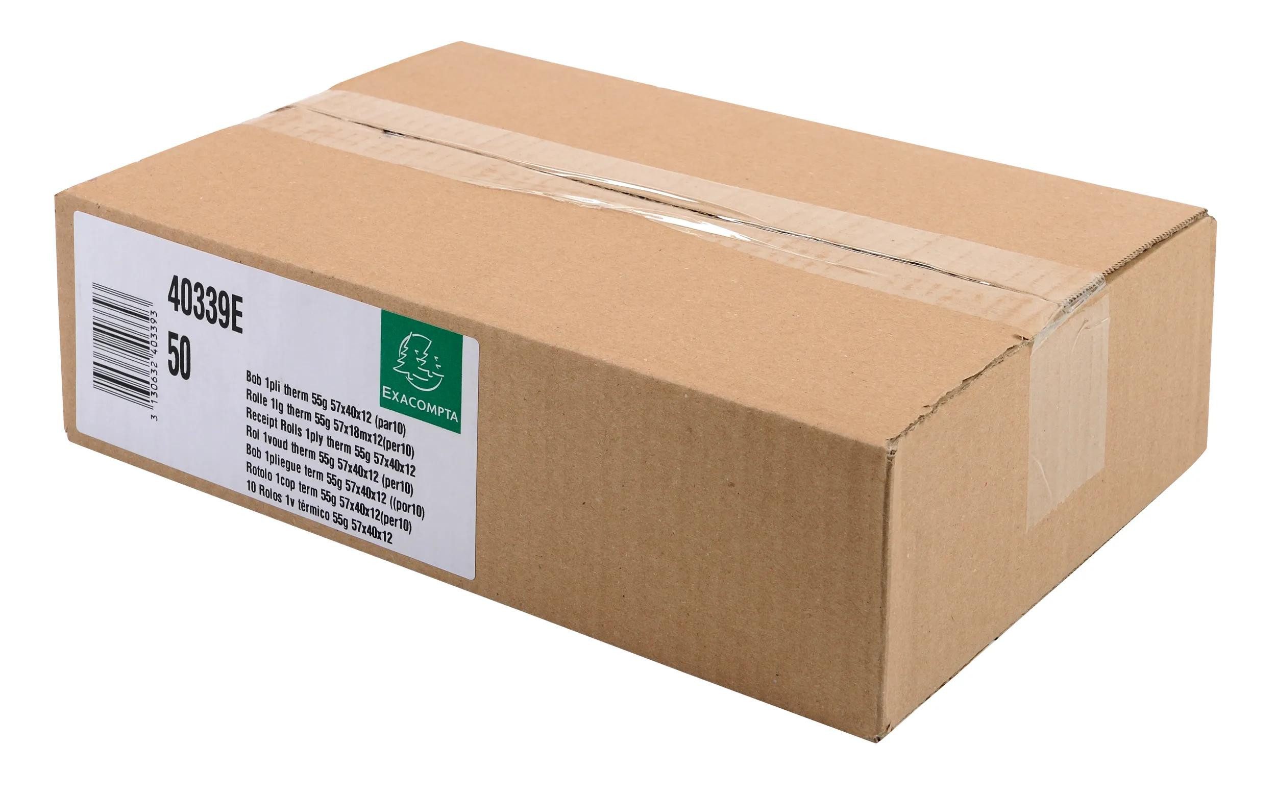 EXACOMPTA Endlospapier 50x Thermorolle 1-lagig Lastschrift 55g/m2 57x40mx12 - Weiß - 40339E, Rollen Thermisches Papier