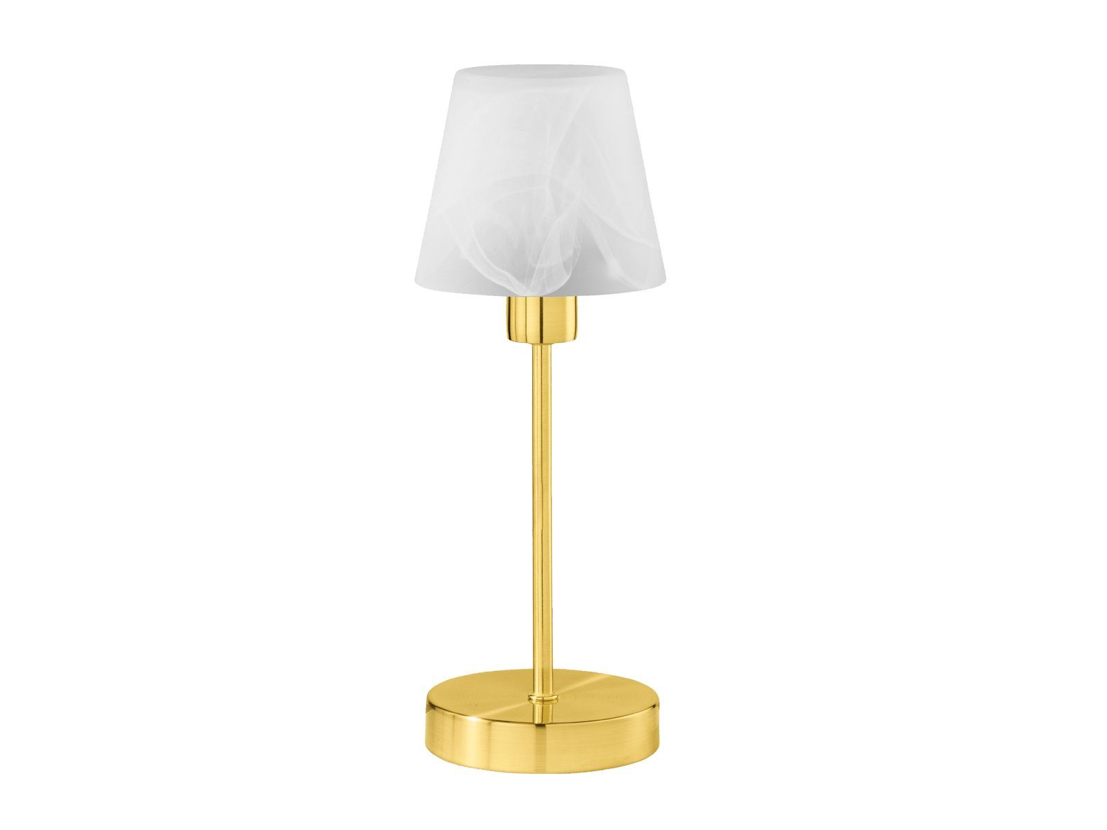 meineWunschleuchte LED Höhe Lampe-nschirm LED Messing Dimmfunktion, / Retro gold-en, 32cm gewischt matt Nachttischlampe, wechselbar, Warmweiß, Klassiker Touch-dimmer Glas mit Weiß