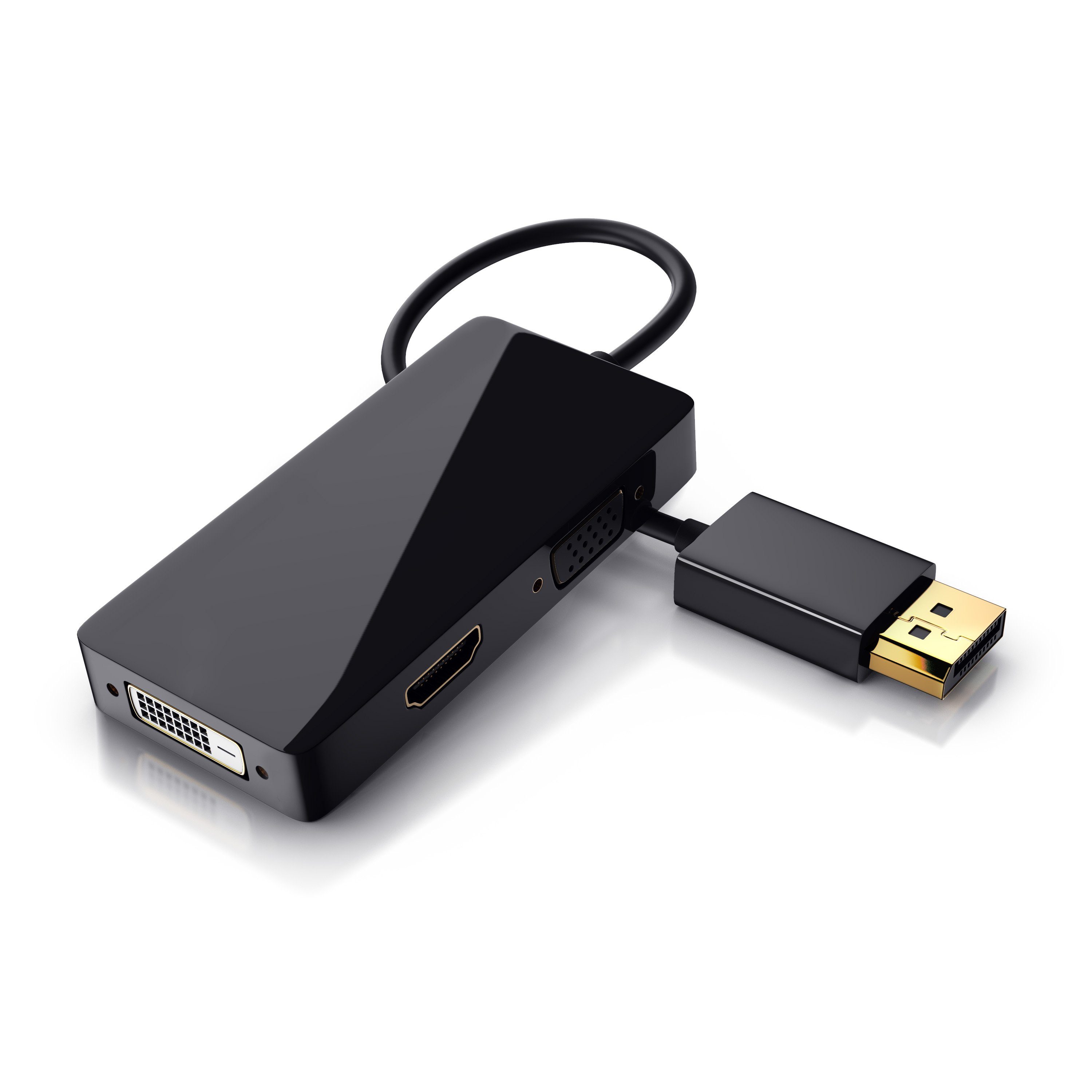 CSL Audio- & Video-Adapter HDMI, DVI, VGA zu DisplayPort, 15 cm, 3in1, Konverter-Kabel, Full HD 1080p