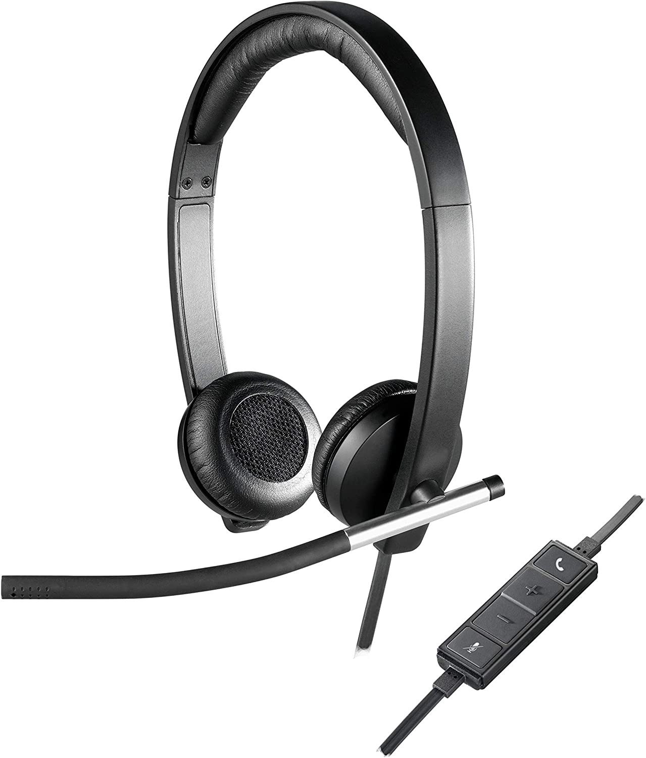 Logitech H650e Kopfhörer mit Mikrofon, USB-Anschluss, PC/Mac/Laptop - Schwarz Stereo-Headset