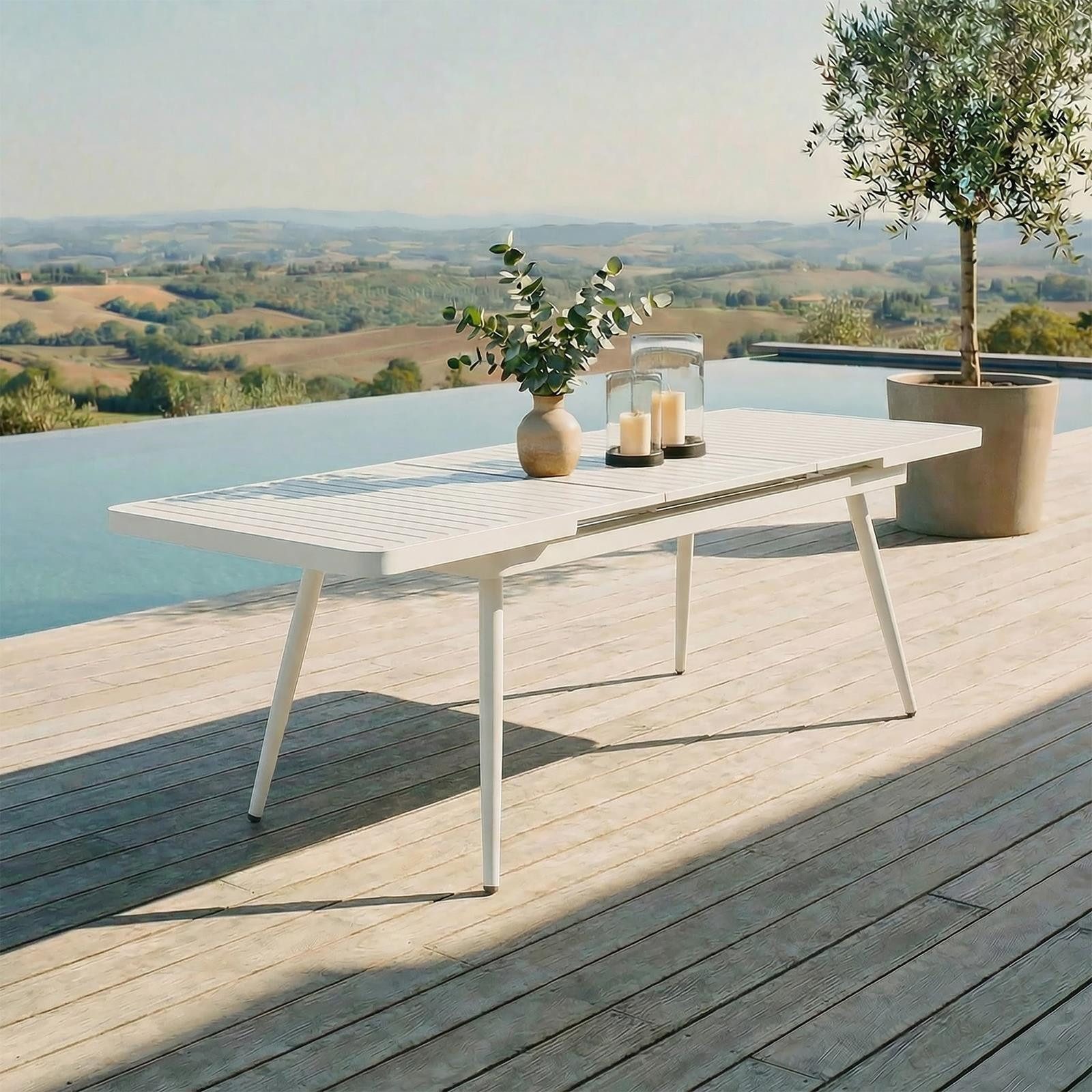 IDIMEX Gartentisch SUNNY, Terrassentisch ausziehbar bis 240cm Aluminium wetterfest & robust weiß