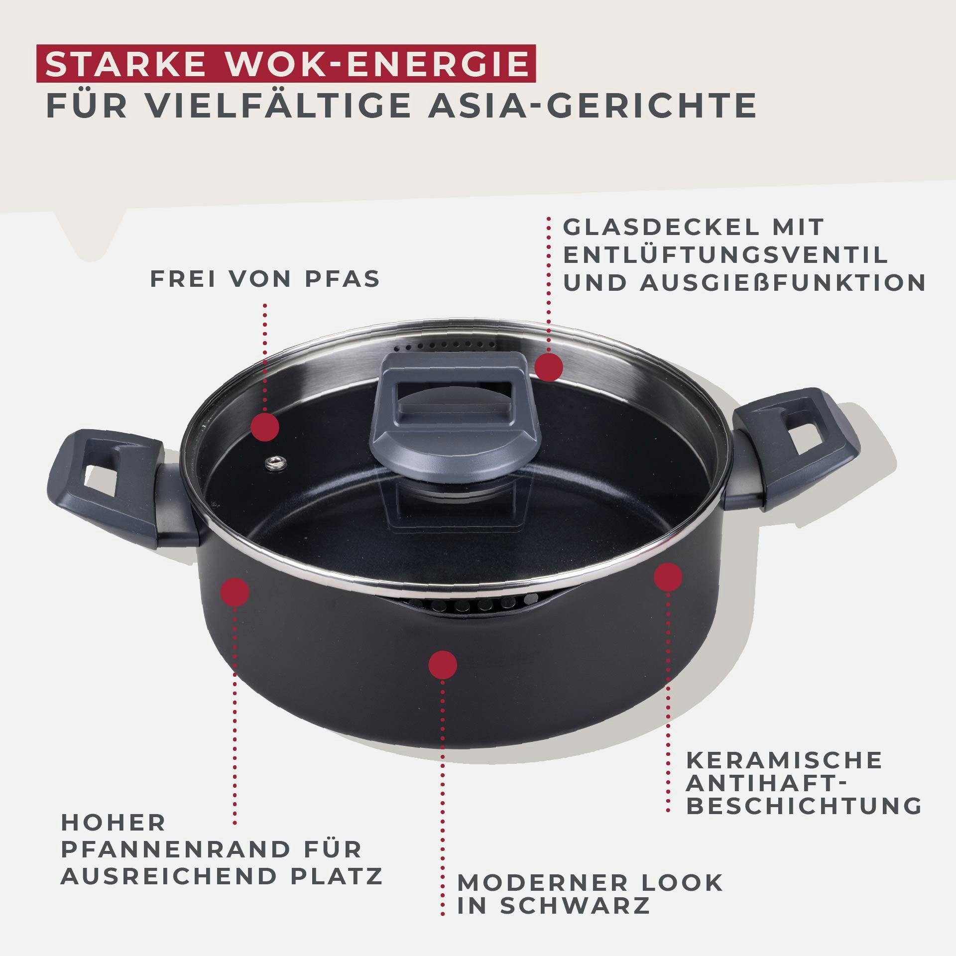 FACKELMANN Servierpfanne Antihaft-Servierpfanne, Bratpfanne mit Deckel, Schmorpfanne
