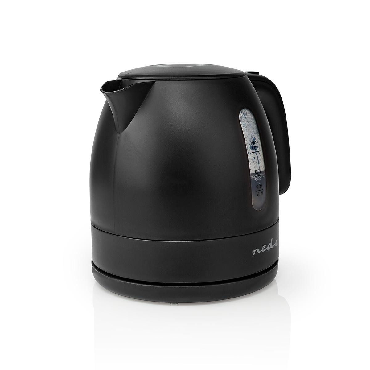 Nedis Wasserkocher KAWK300EBK, 2.7 l, 2200 W, Verdecktes Heizelement, 360° drehbar, einfache Reinigung und Nutzung