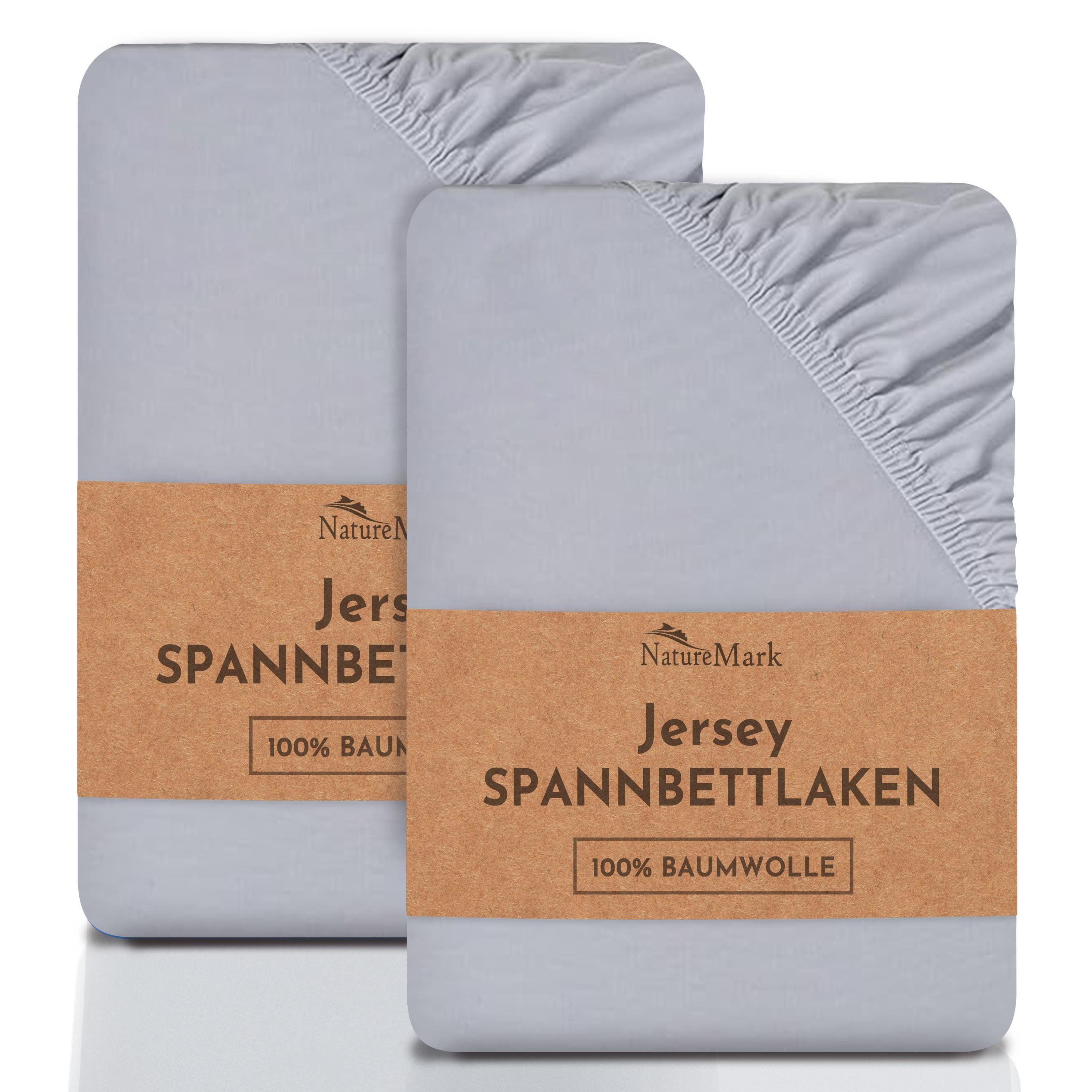 NatureMark Spannbettlaken 2er-Set Jersey Spannbetttuch 100% Baumwolle, 100% günstig online kaufen