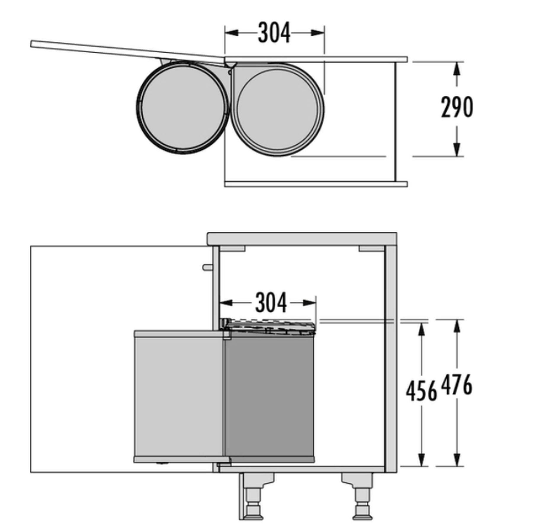 Hailo Einbaumülleimer Hailo Mülleimer Küche Einbau ab 40cm Schrank Bad Kosmetikeimer 1x 20 L, siehe Beschreibung