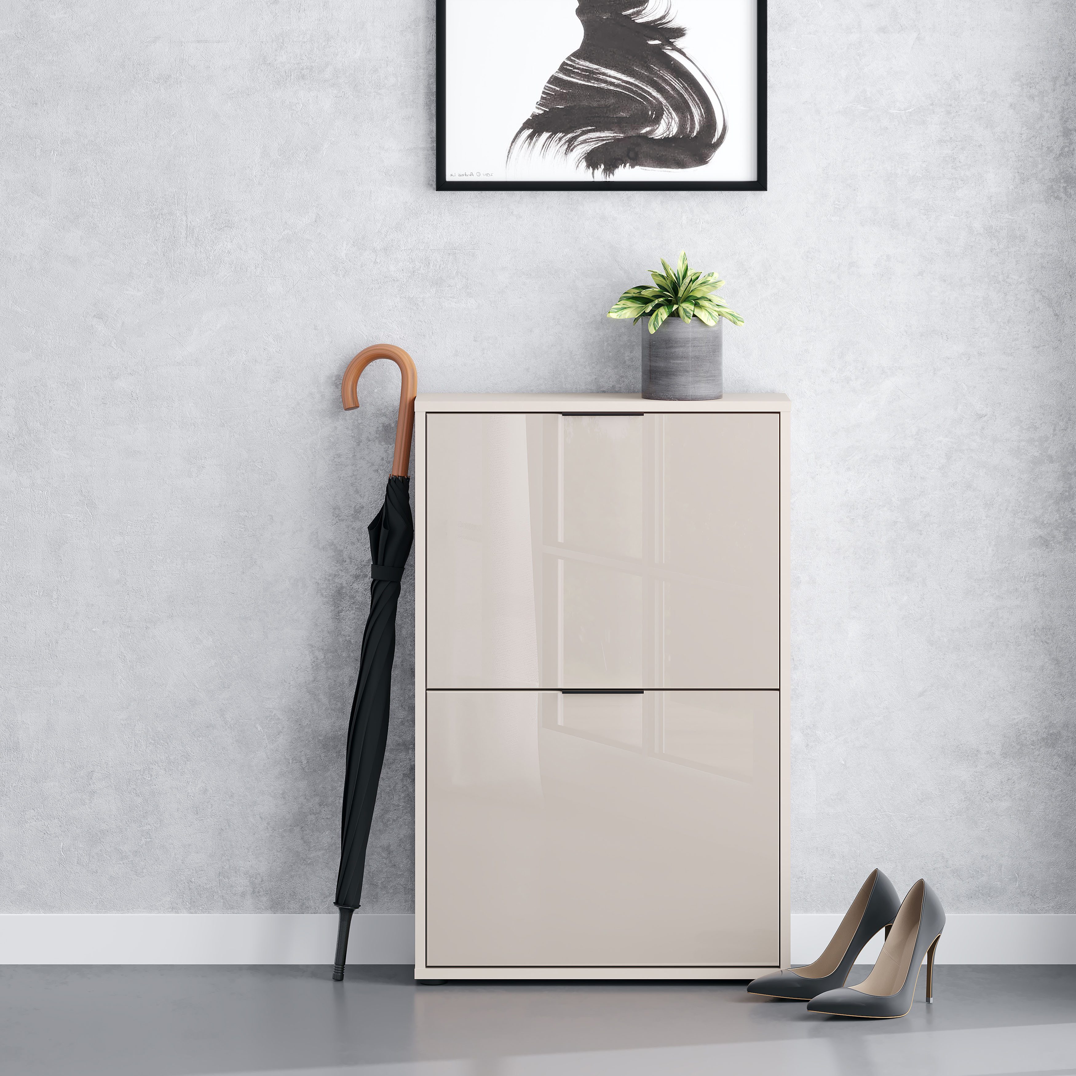 HBZ Schuhkipper Jana Schuhkipper, Glasfronten, Metallgriffe (1 St), Breite 60cm, Glasfront, Metallgriffe