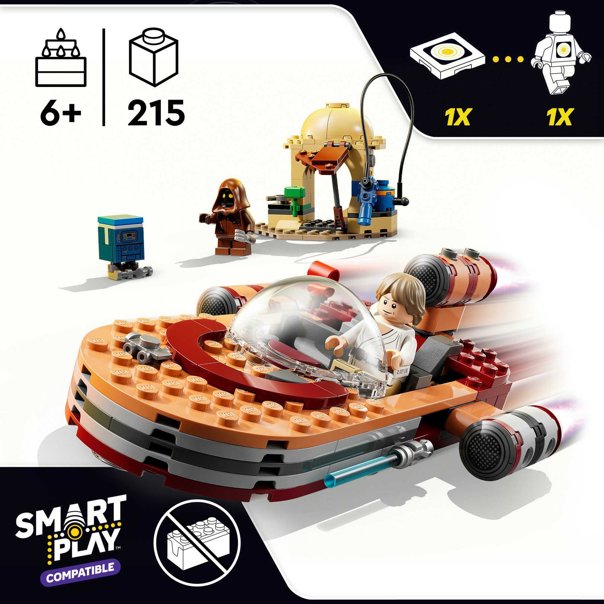 LEGO® SMART Play™ Lukes Landspeeder (75420), LEGO Star Wars ™ Konstruktionsspielsteine, (215 St), Mit SMART Brick kompatibel (nicht im Lieferumfang enthalten) – Bild 3 von 5