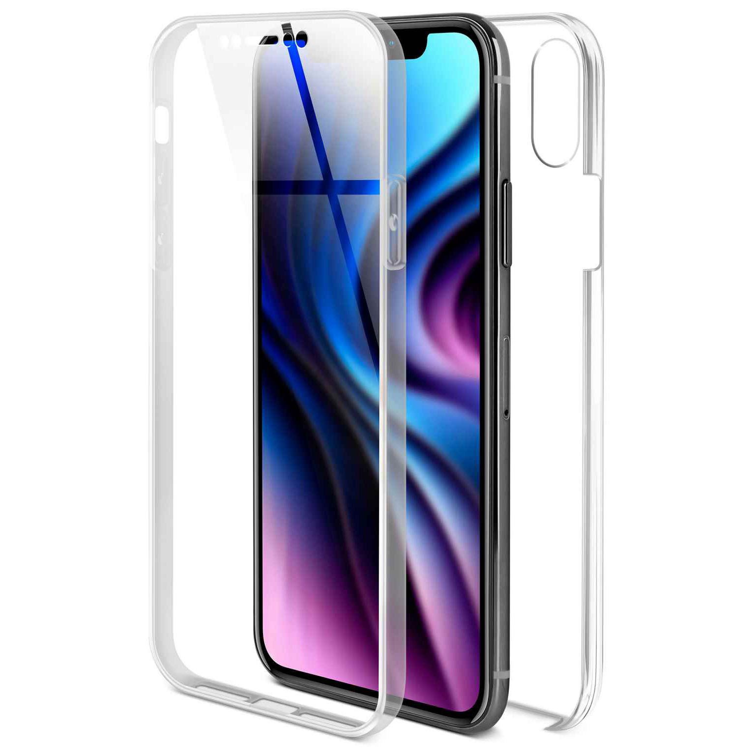 ONEFLOW Handyhülle für iPhone X Hülle Komplett Schutz Touch Case 5,8 Zoll, 360 Grad Schutzhülle Transparent Rundumschutz Durchsichtig Beidseitig