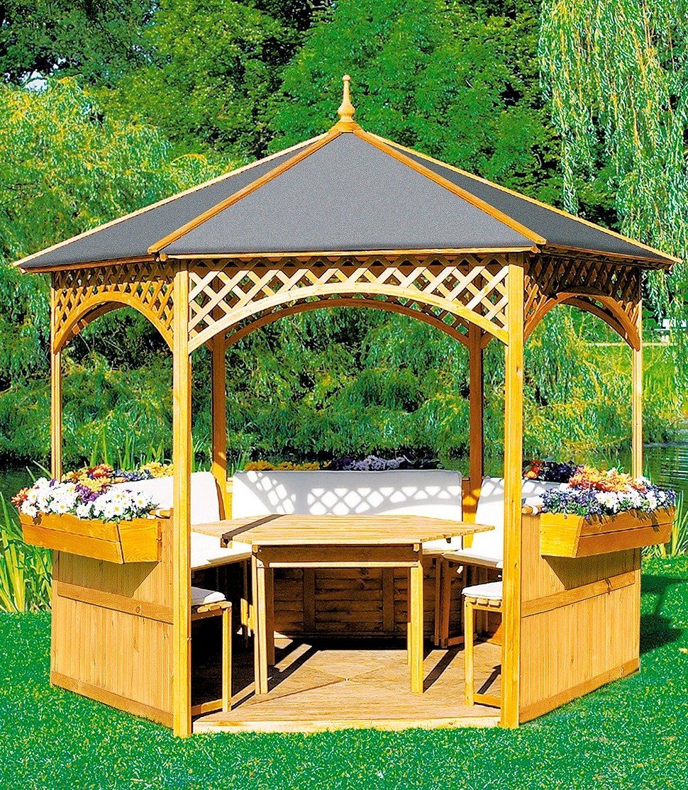 promadino Holzpavillon Palma, (Set), BxT: 326x326 cm, inkl. Brüstung