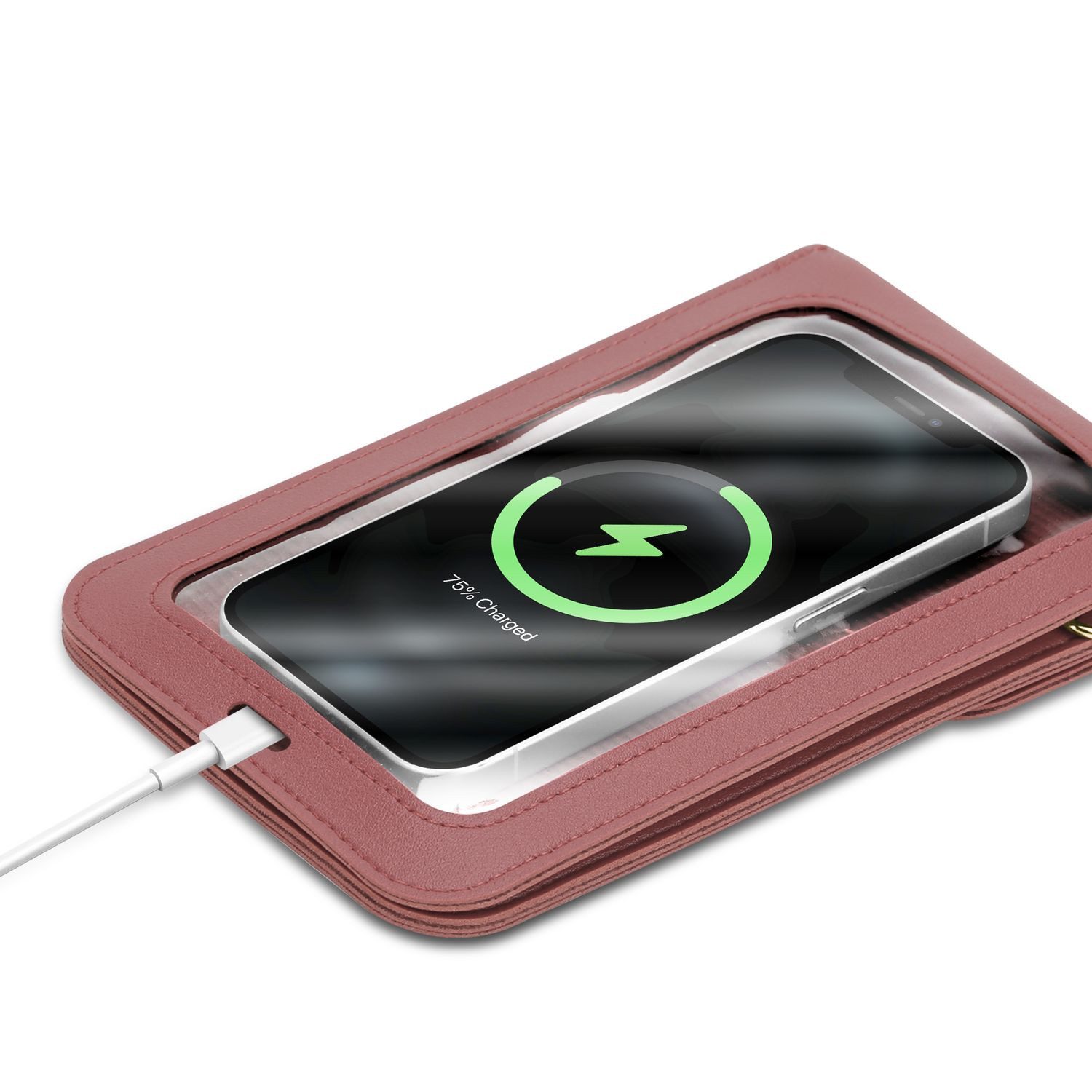 Cadorabo Handytasche für iPhone 13 (1-tlg), Hülle Handytasche zum Umhängen Damen Handtasche Handyfach PU Leder – Bild 4 von 5