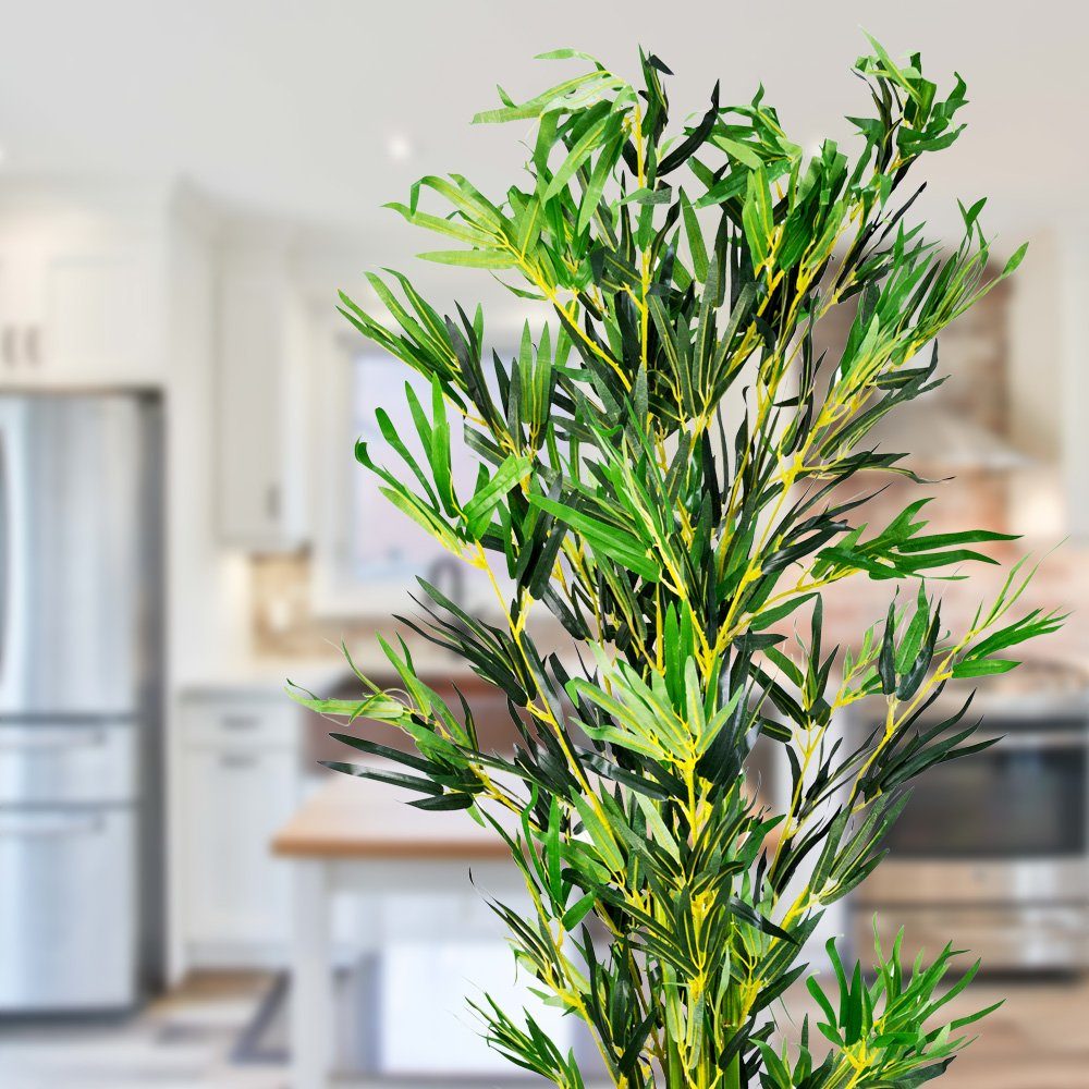 Kunstpflanze Bambus Kunstbaum Echtholz Decovego, Kunstpflanze Künstliche 180 Decovego cm Pflanze mit