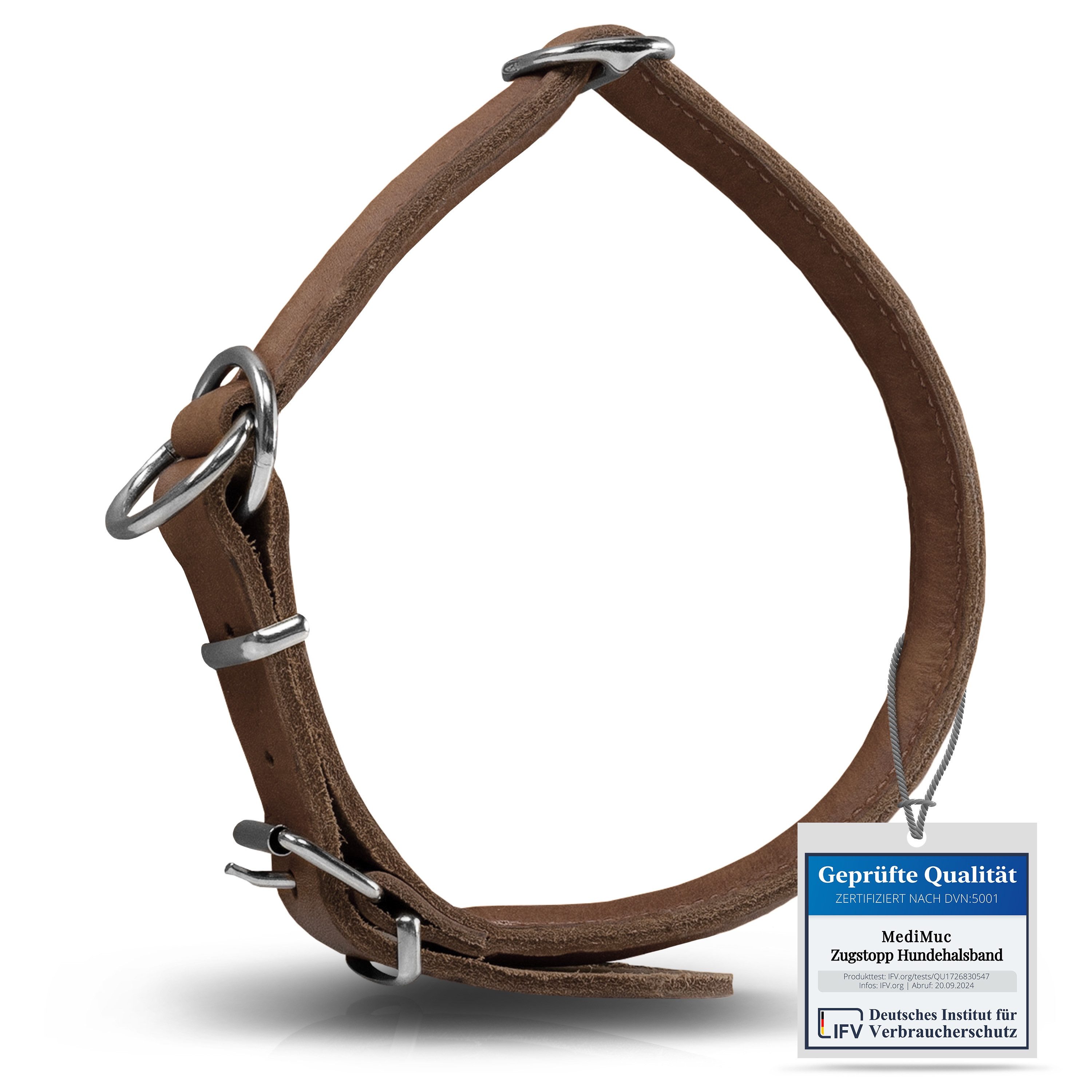 MediMuc Hunde-Halsband Rund & Weich Zugstopp Hundehalsband mit verstellbarer Schnalle