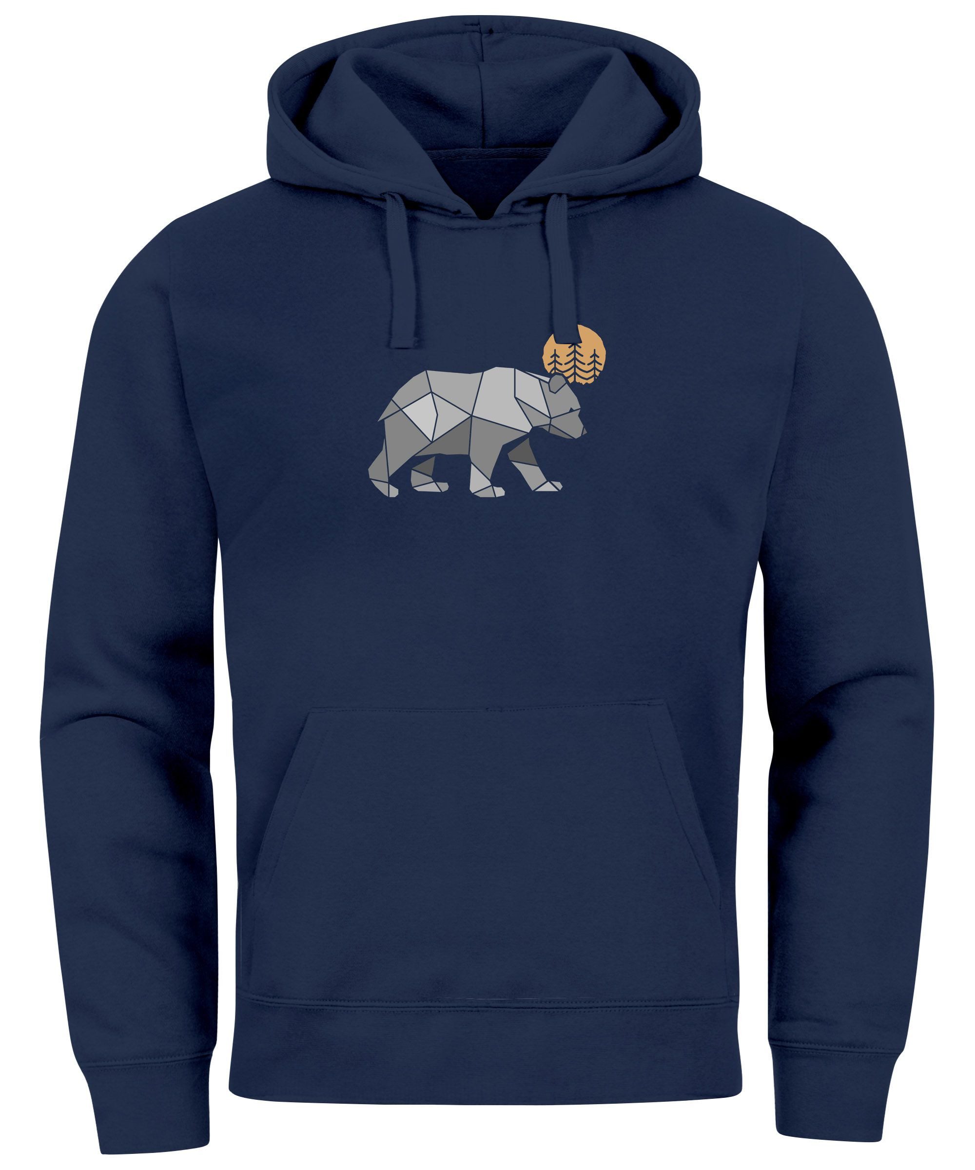 Hoodie Hoodie Herren Polygon Bär Mond Outdoor Wandern Natur Print Aufdruck
