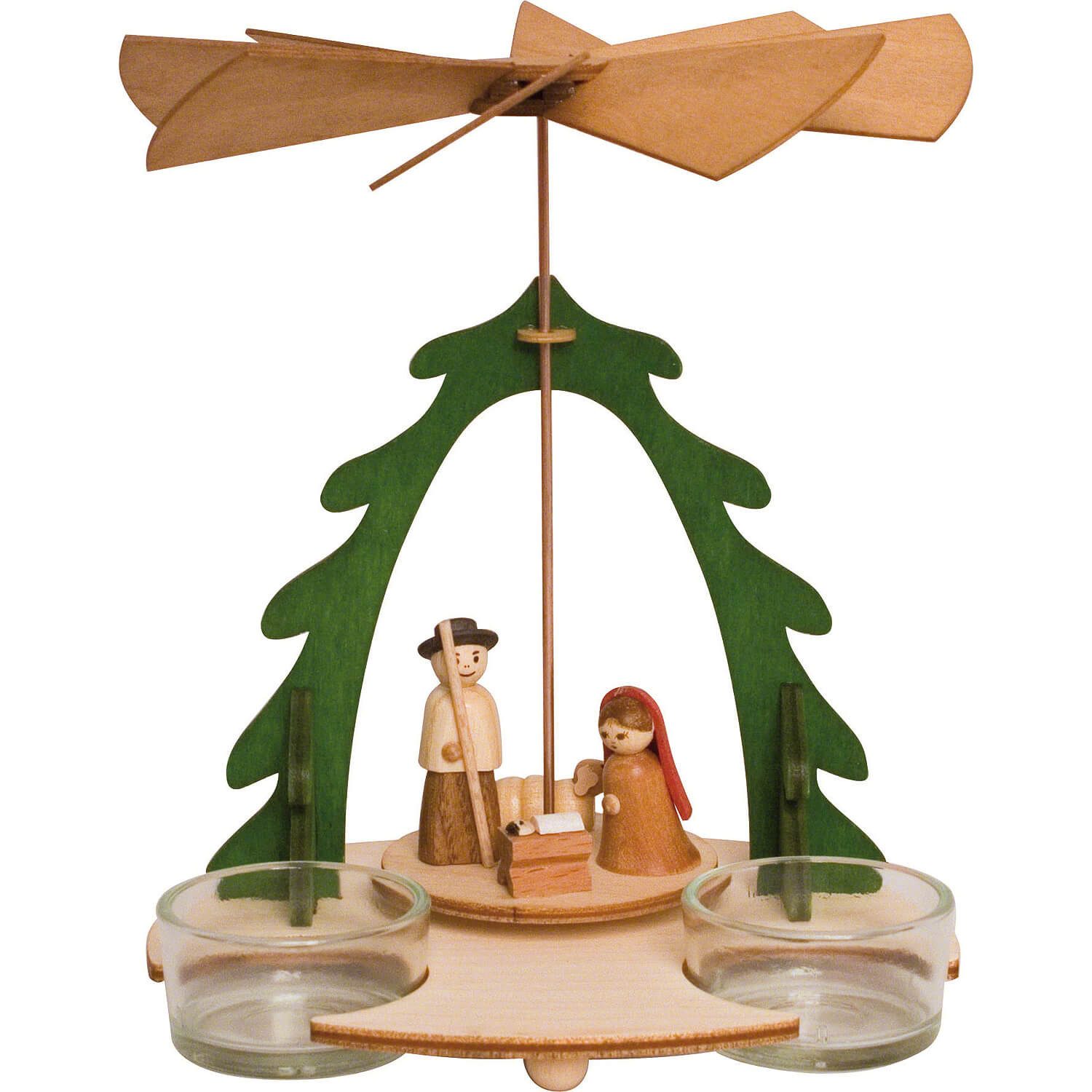 Weihnachtspyramide Bastelset 1-stöckige Pyramide mit Krippefiguren (18cm) von Drechslerei
