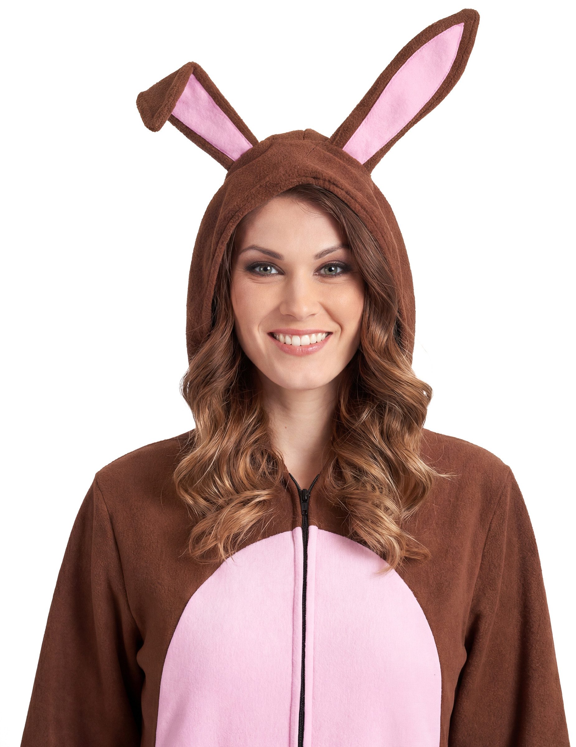 JADEO Kostüm Hasenkostüm Osterkostüm für Damen braun-rosa