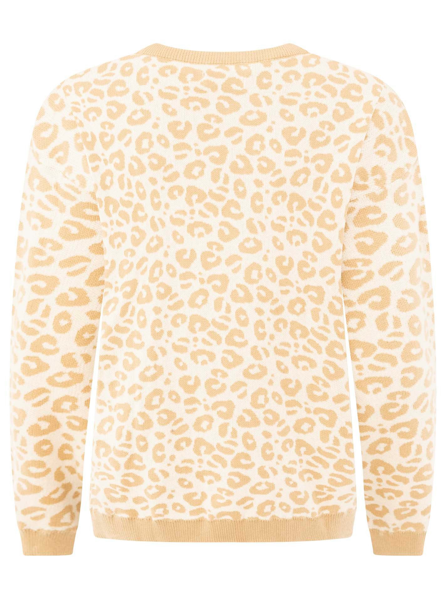 Zwillingsherz Strickpullover "Gestrickter-Leo" Animal-Muster, Rundhalsausschnitt, Langarm, Feinstrick