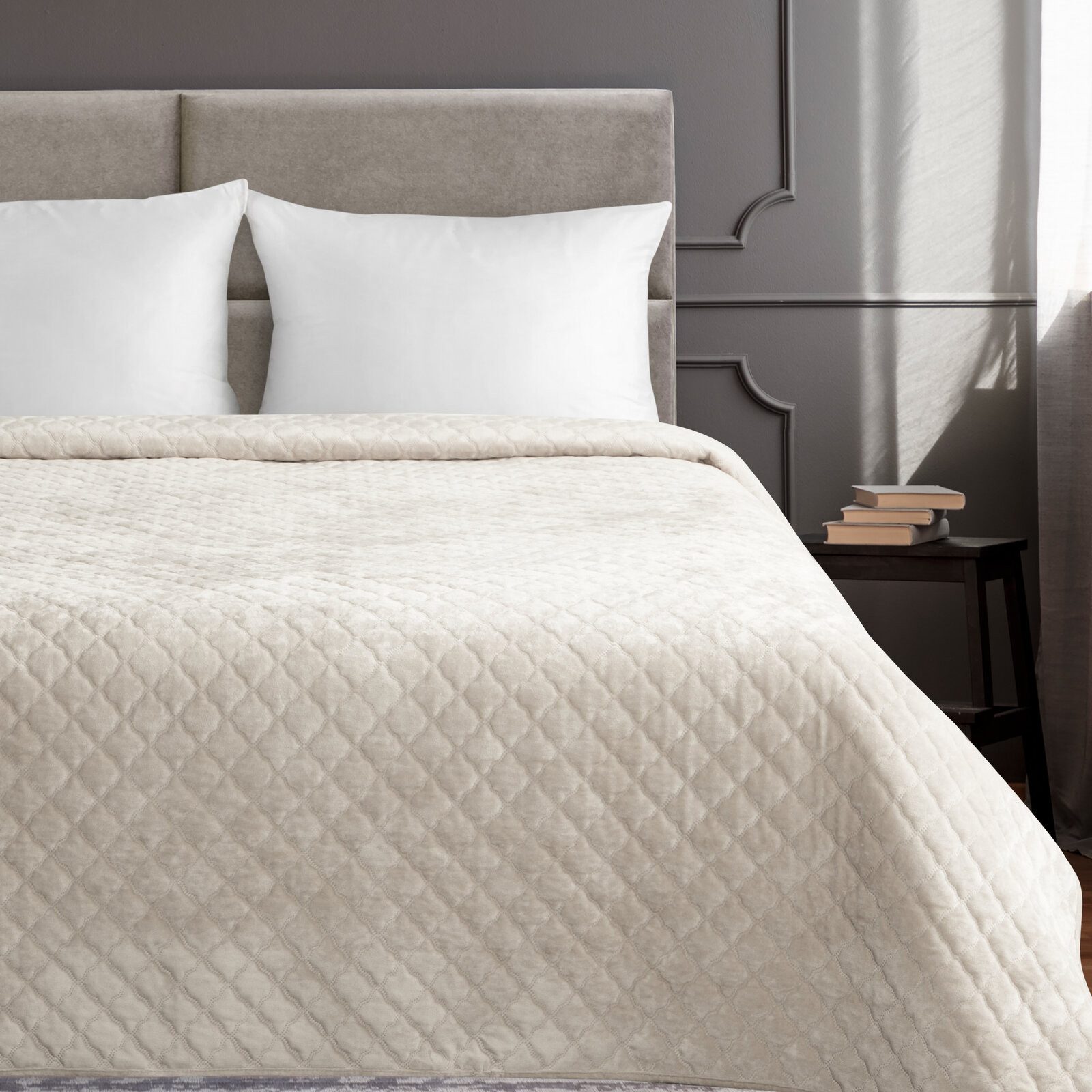 Eurofirany Tagesdecke VELVET, Steppdecke Samtdecke Karomuster Weicher Überw günstig online kaufen