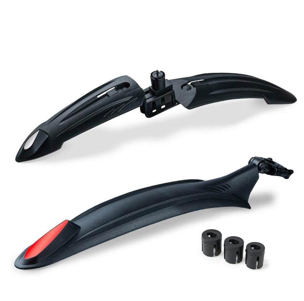 Sportisfaction Schutzblech Fahrrad Schutzblech Set 26-29 Zoll 340g Leicht für MTB Fully E-Bike, Vorne & Hinten Inkl. Reflektoren Spritzschutz für Sattelstütze & Gabel