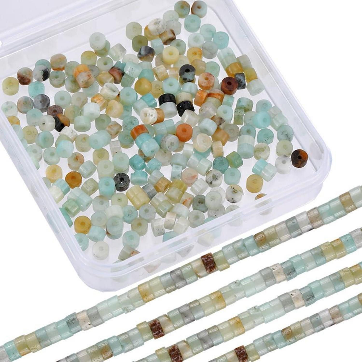 LuxusKollektion Bastelperlen Flache Amazonit Steinperlen 4mm, (334-tlg)