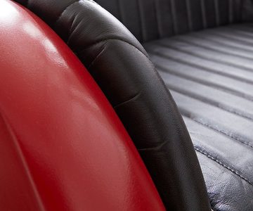 DELIFE Bartisch Rennwagen, Metall Rot Kunstleder Schwarz 100x130 cm Sofa