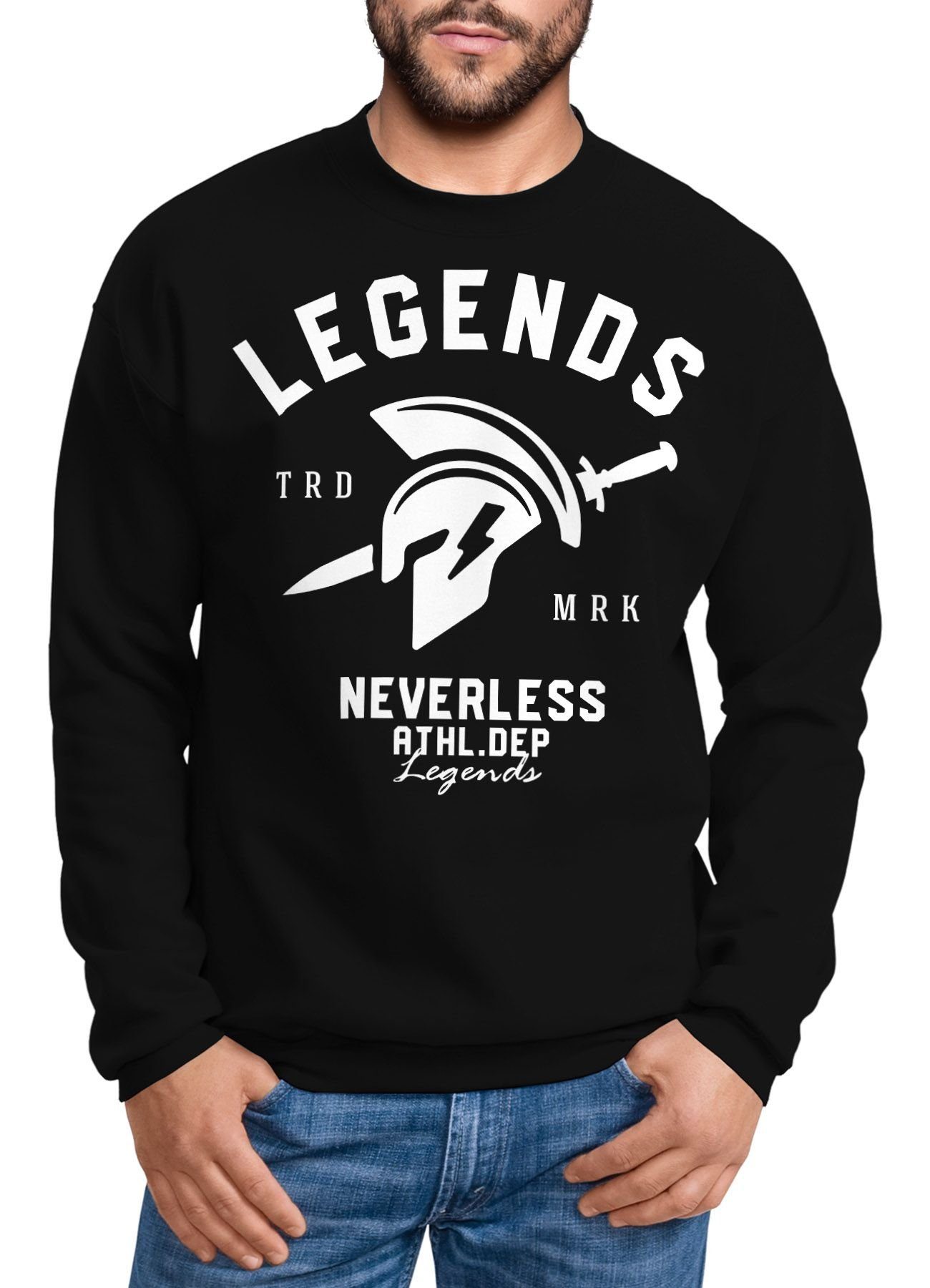 Neverless Sweatshirt Cooles Herren T-Shirt Legends Sparta Gladiator Gym Athletics Sport Fitness Neverless® schwarz