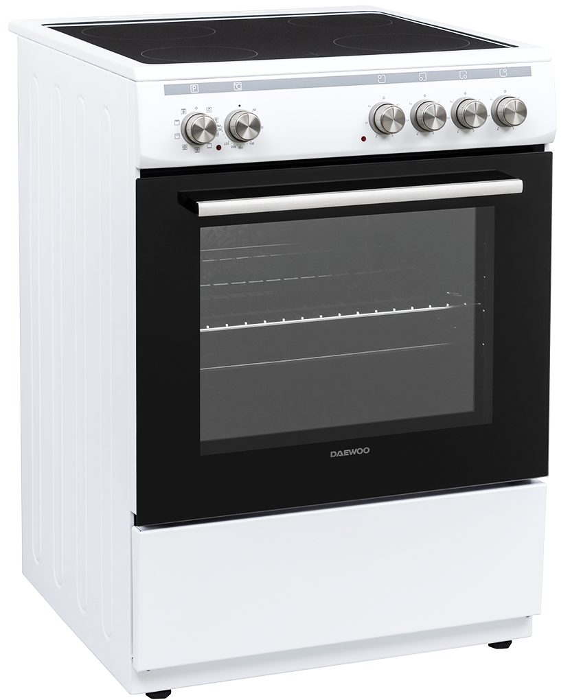 Daewoo Elektro-Standherd F6EV22WL2DE, 8 Backofenfunktionen, 4 Kochfelder, Backofenbeleuchtung