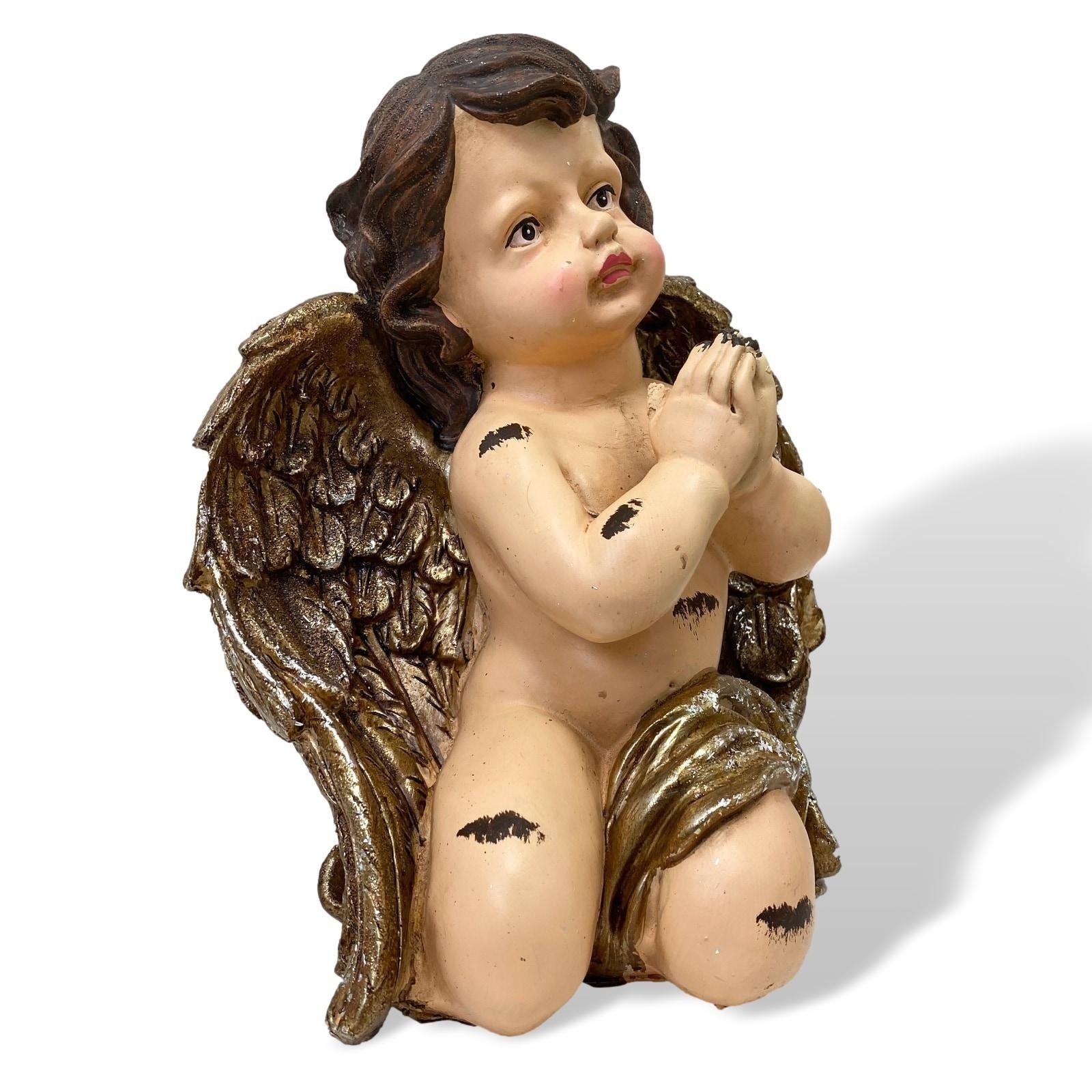 Engel Skulptur betender Putti Putte Dekofigur Antik-Stil Kunststein 26cm Aubaho Figur