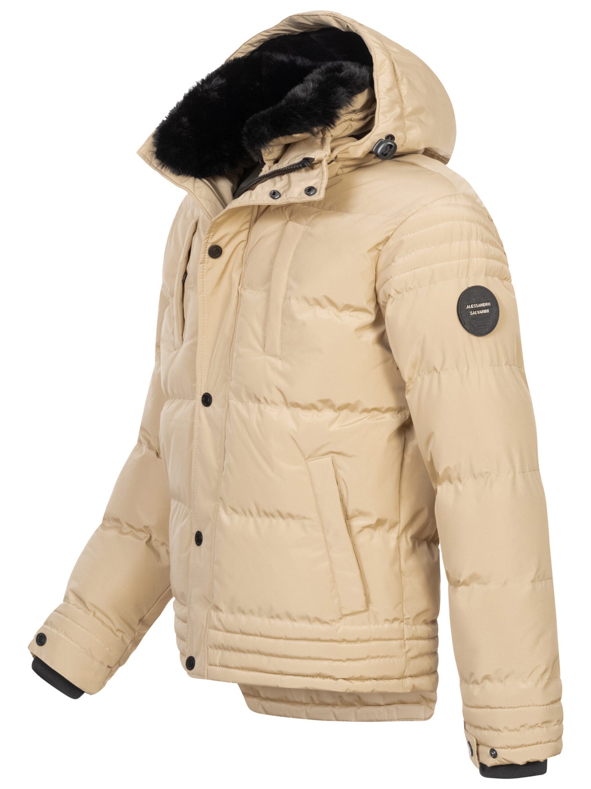 Alessandro Salvarini Winterjacke ASFabiano mit warmem Teddyfell und abnehmbarer Kapuze