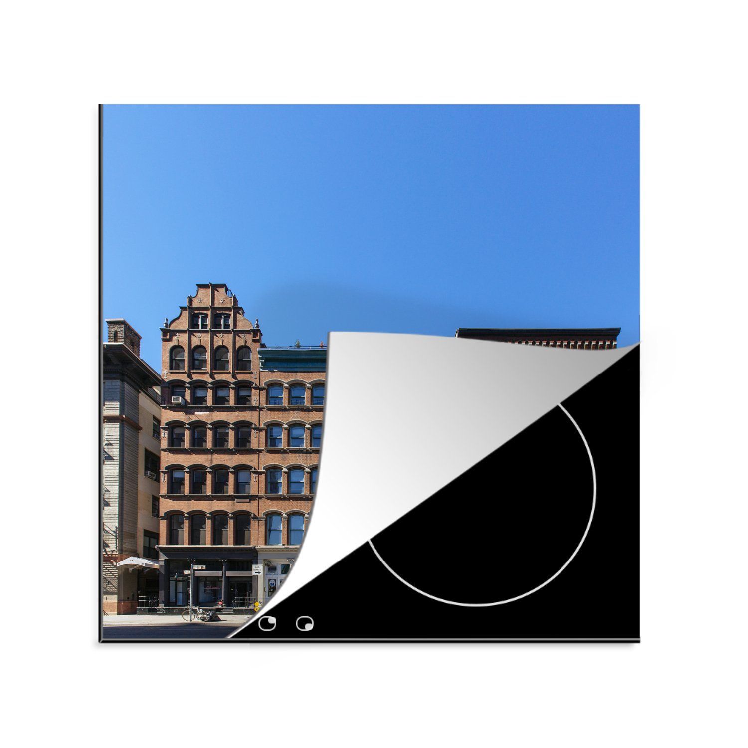 MuchoWow Herdblende-/Abdeckplatte Ein Tribeca-Viertel in der Stadt, Vinyl, (1 tlg), 78x78 cm, Ceranfeldabdeckung, Arbeitsplatte für küche