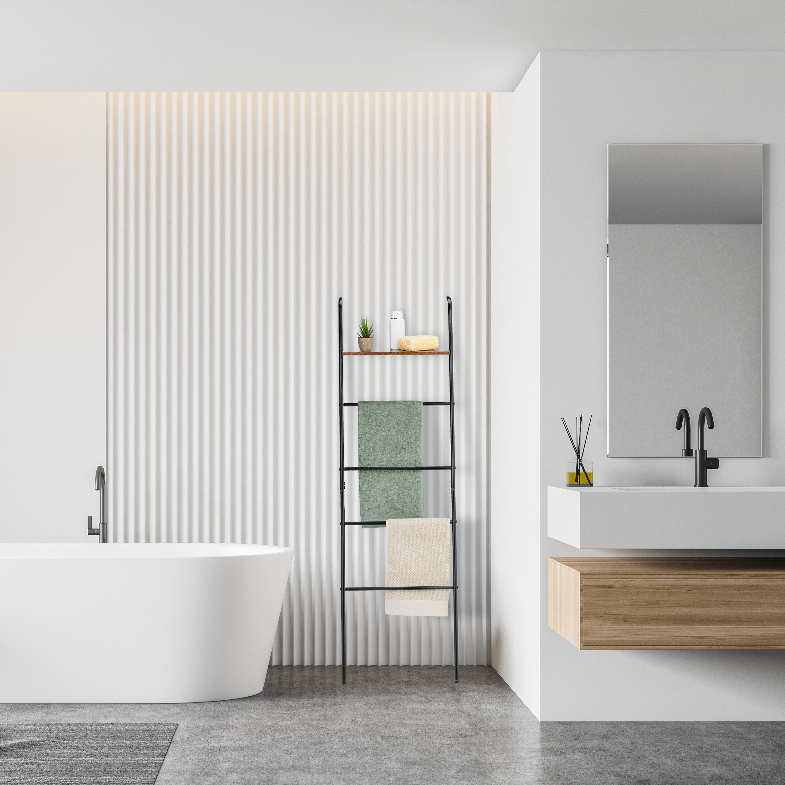 relaxdays Handtuchleiter Industrial Handtuchleiter mit Ablage günstig online kaufen