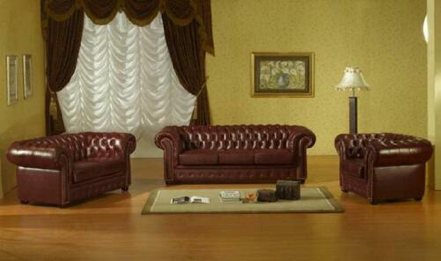 JVmoebel Chesterfield-Sofa, Sofagarnitur Sofa Polster Set Couch 3+2+1 Garnitur Antik