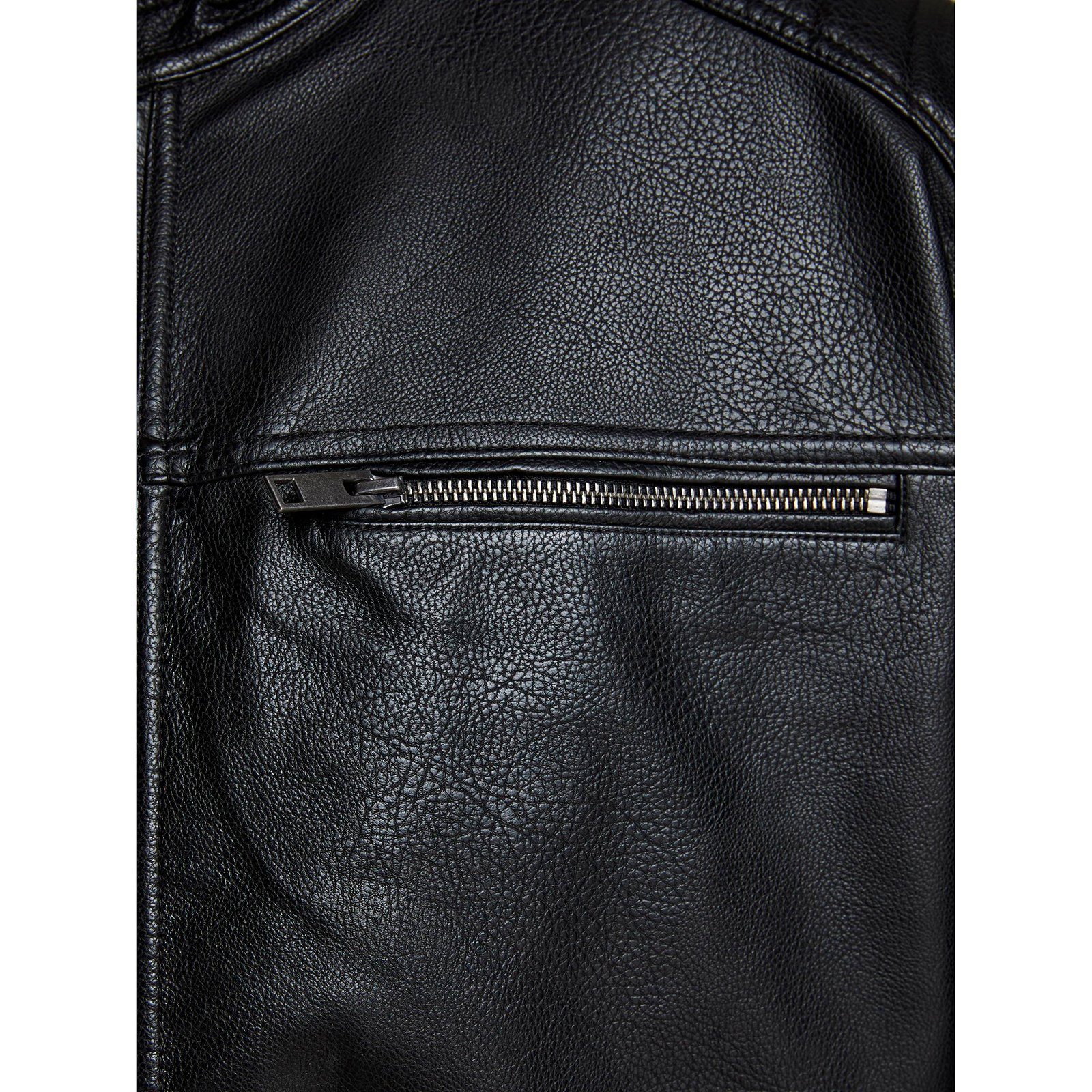 Jack & Jones Lederjacke Jack&Jones XXL Biker-Style Jacke Lederoptik schwarz günstig online kaufen