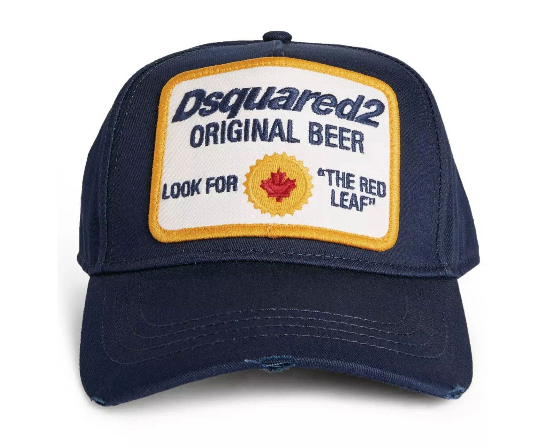 Dsquared2 Baseball Cap Original Beer Oktoberfest Cap Baseballcap Unisex Original Beer Patch mit Ahornblatt-Stickerei, Distressed-Look