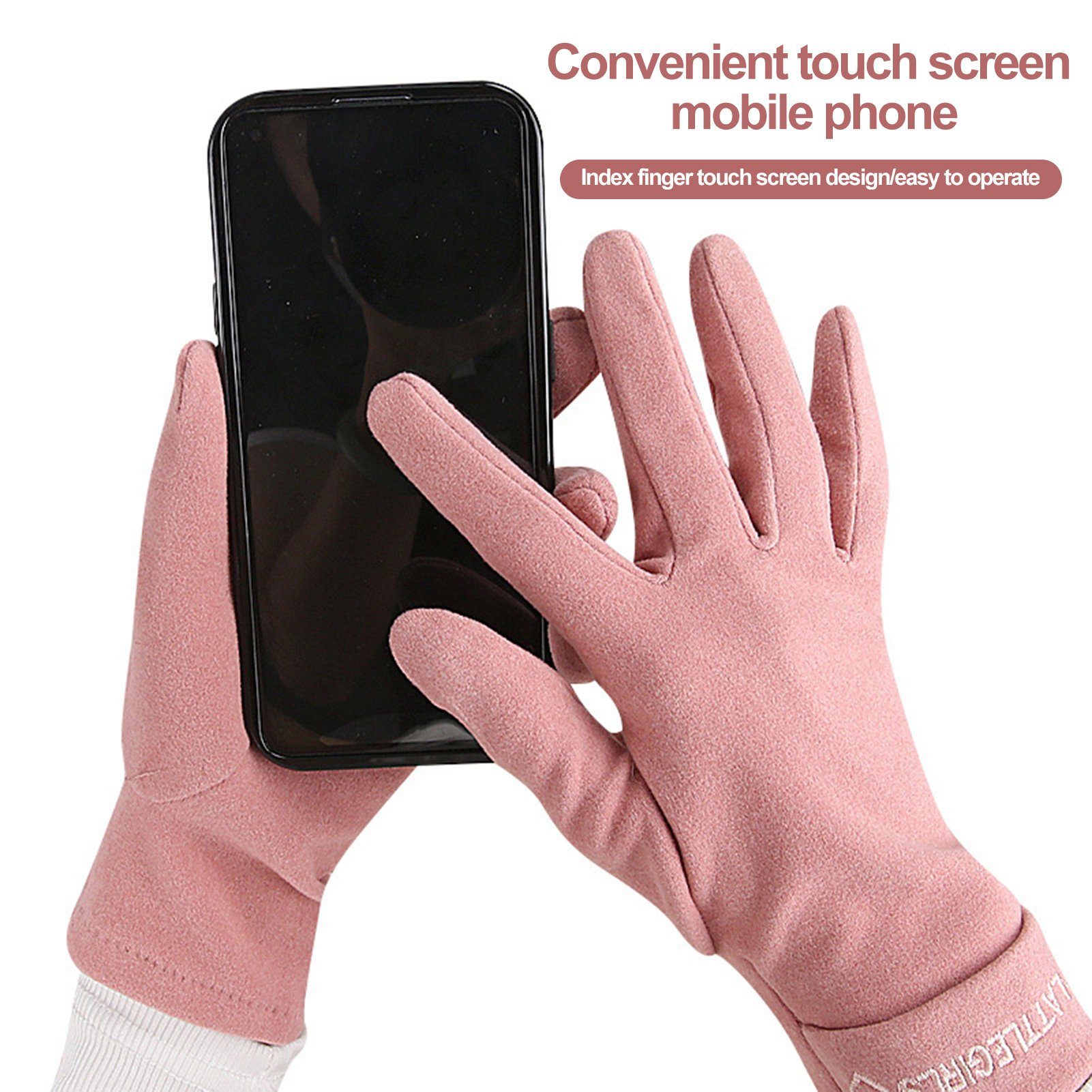 Rutaqian Strickhandschuhe 1 Paar Damen Fingerhandschuhe Fleece Sport Gefüttert Warm Warme Handschuhe Damen Winter für Grau Touchscreen