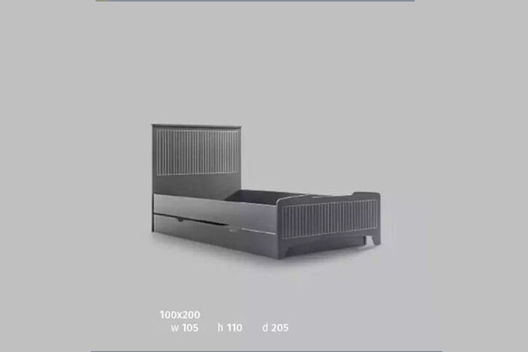 JVmoebel Kinderbett, Modernes Möbel Design Kinderbetten Betten Bett schwarz 100x200cm