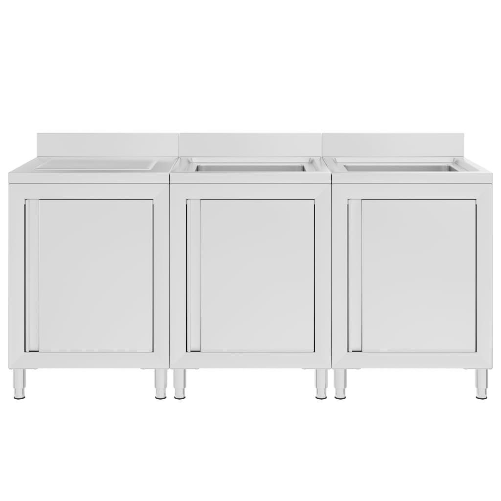 vidaXL Unterschrank Gastro-Spülenunterschrank 180x60x96 cm Edelstahl
