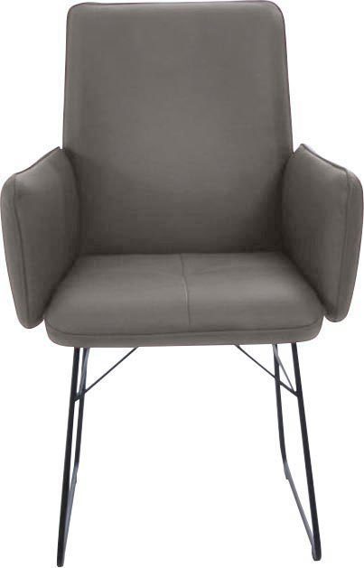 K+W Komfort & Wohnen Armlehnstuhl (1 St), Drahtkufengestell in Metall schwarz, Griff am Rücken, Steppung im Sitz granit