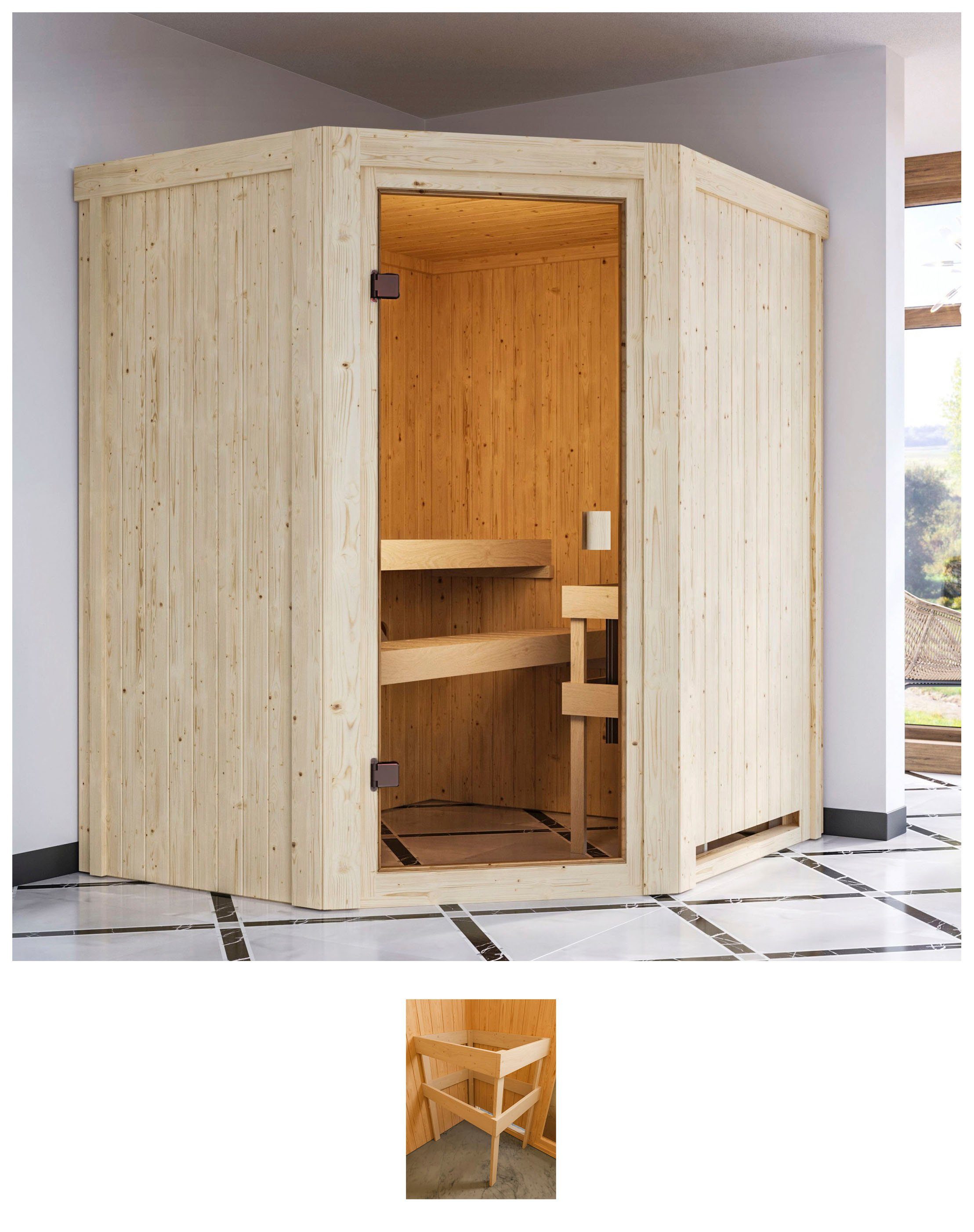 Karibu Sauna Fausin, BxTxH: 170 x 151 x 198 cm, 68 mm günstig online kaufen