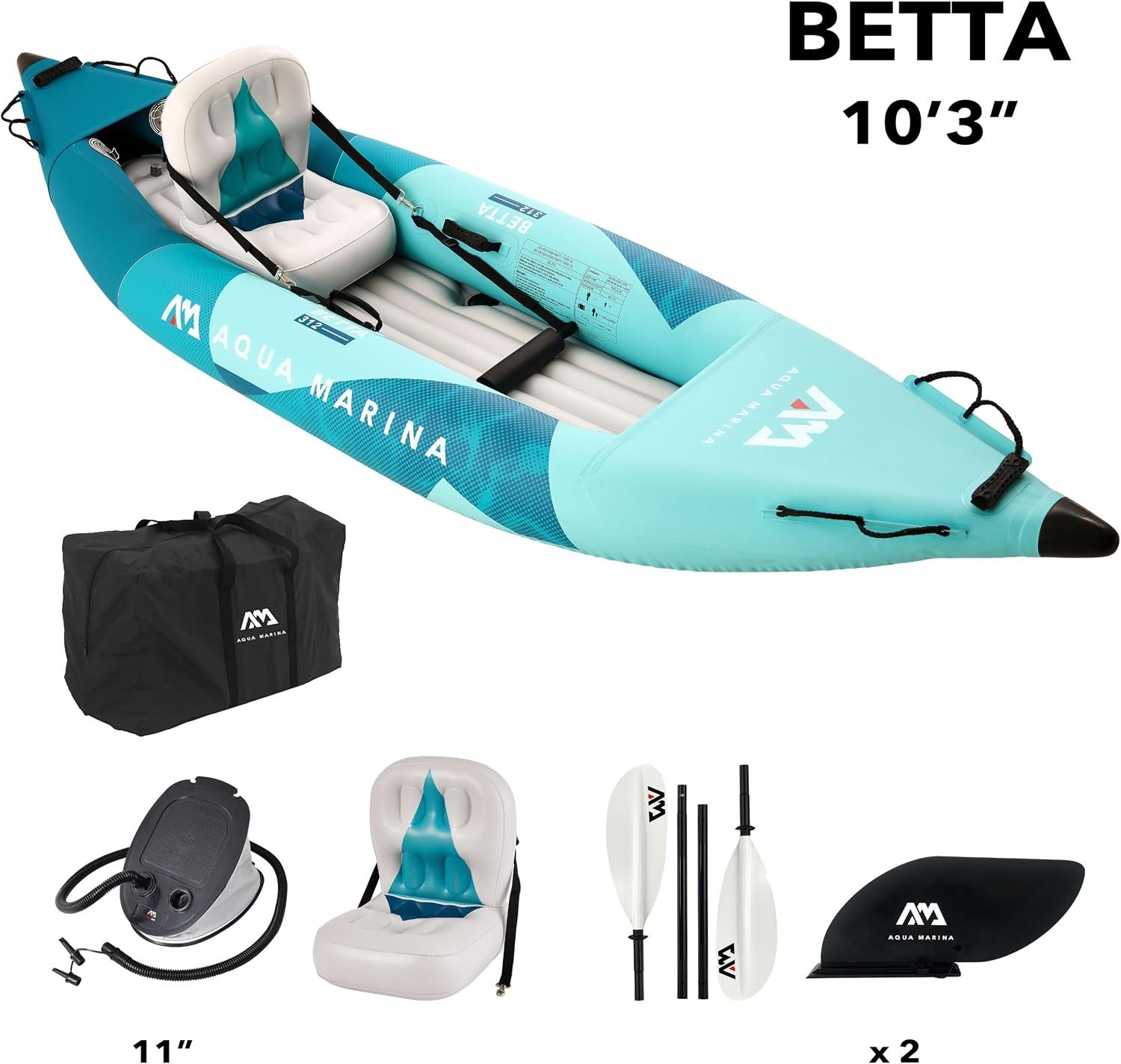 Aqua Marina Tourenkajak Aqua Marina BETTA 312cm Kayak Set 1 Personen aufblasbar Kanu