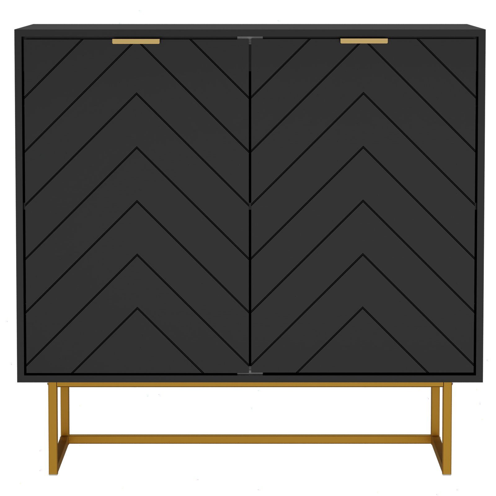 UEV Sideboard Kommode mit 2 Türen, Sideboard mit Füße (Buffet, TV Board, Schrank für Wohnzimmer Esszimmer Flur Schlafzimmer), verstellbare Ablagen, Küchenschrank, Anrichte, Mehrzweckschrank