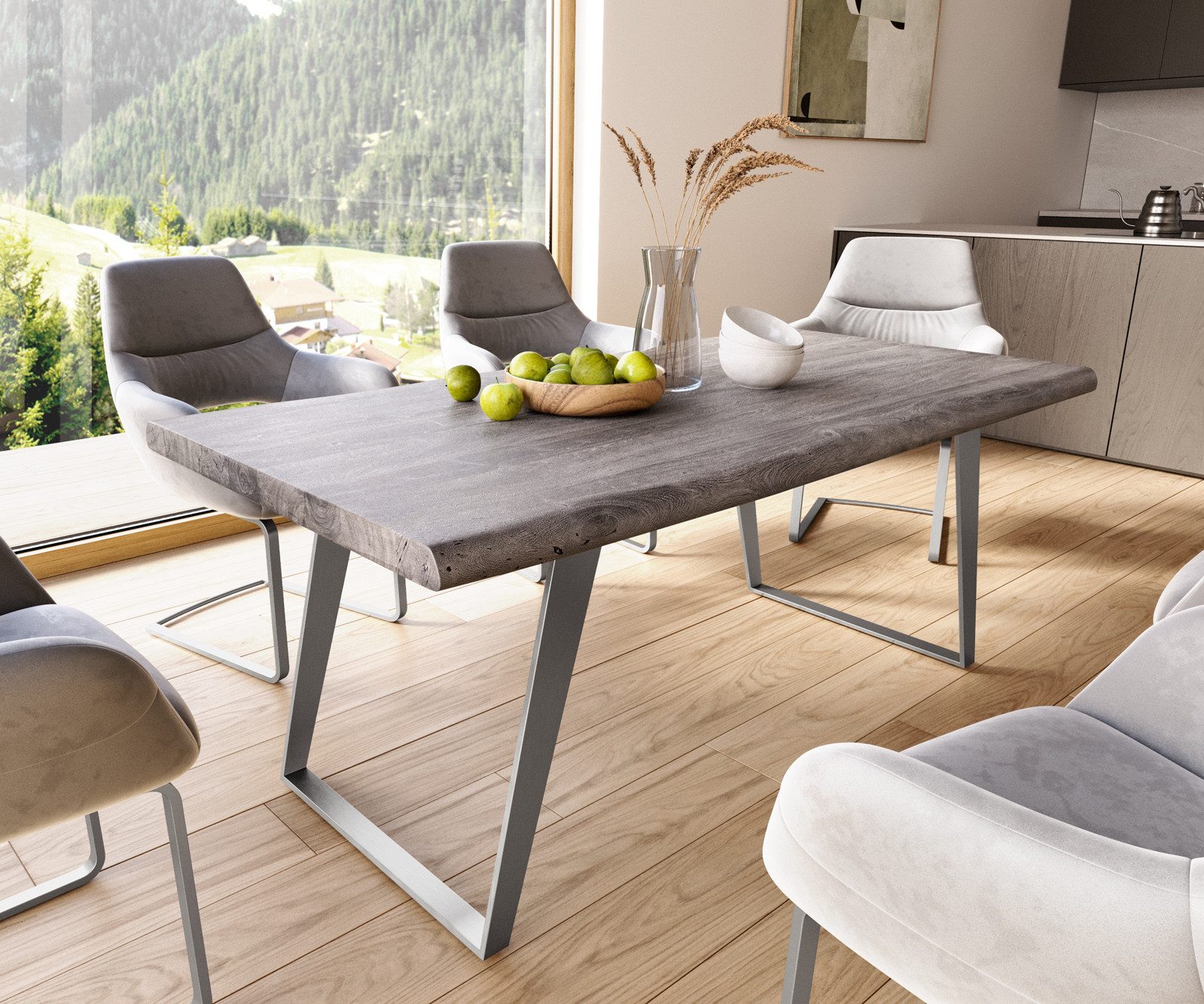 DELIFE Esstisch Edge, Akazie Platin 180x90 günstig online kaufen