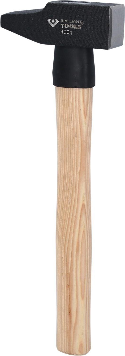 Brilliant Tools Hammer Schlosserhammer mit Hickory-Stiel, 400 g, französische Form